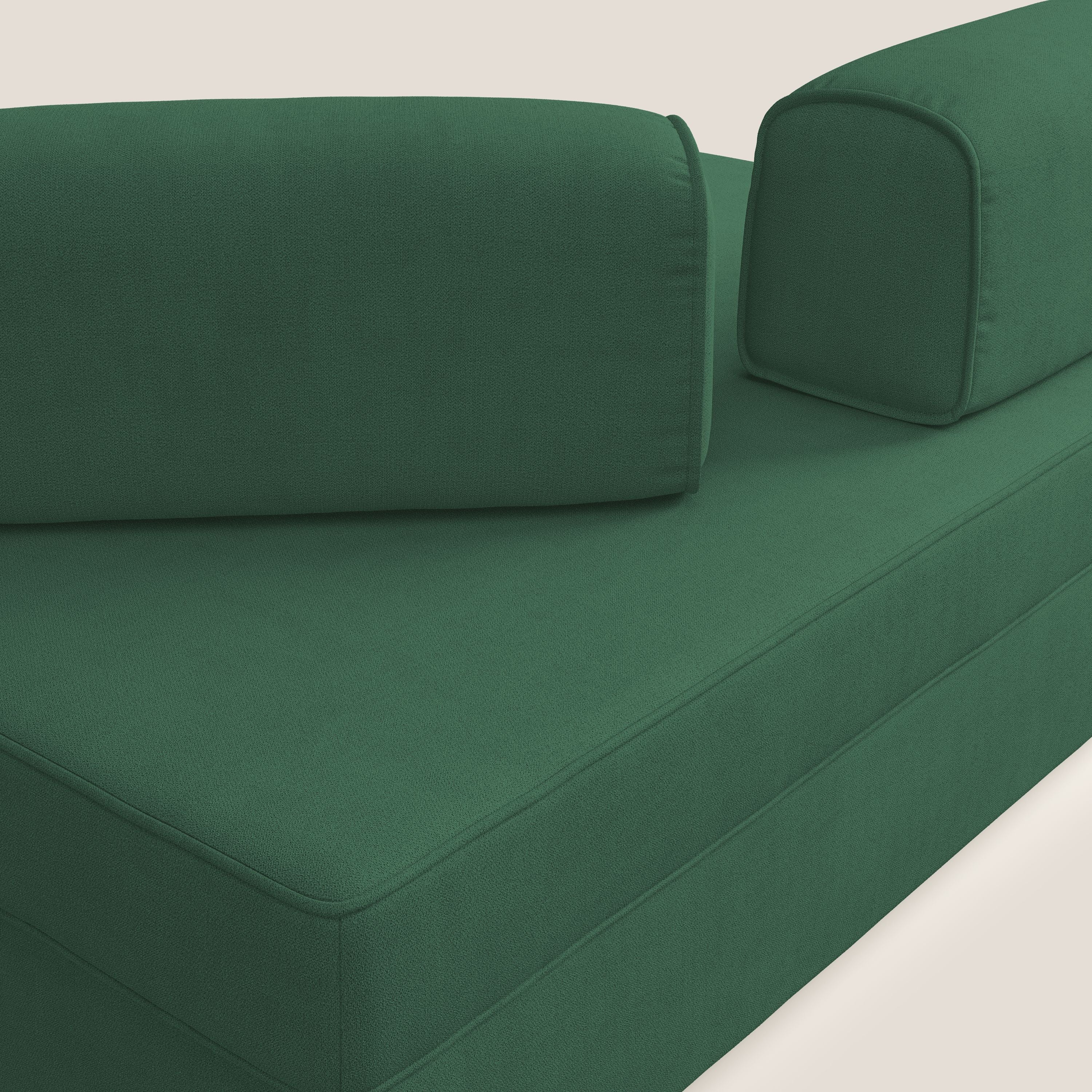 Liberty canapé avec pouf extractible et dossier amovible en tissu doux imperméable T02 vert - Image 5