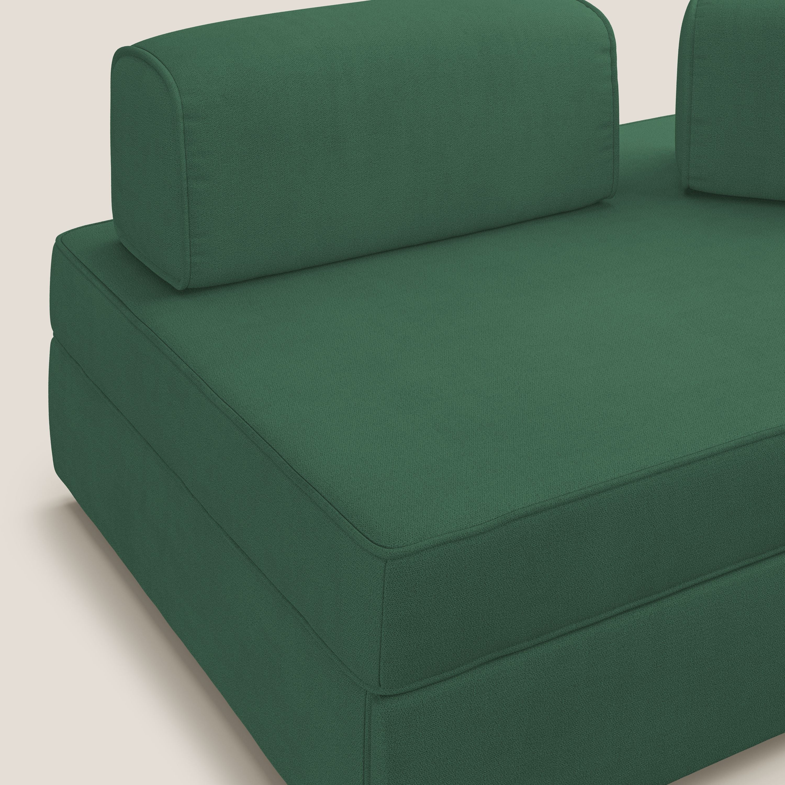 Liberty canapé avec pouf extractible et dossier amovible en tissu doux imperméable T02 vert - Image 7