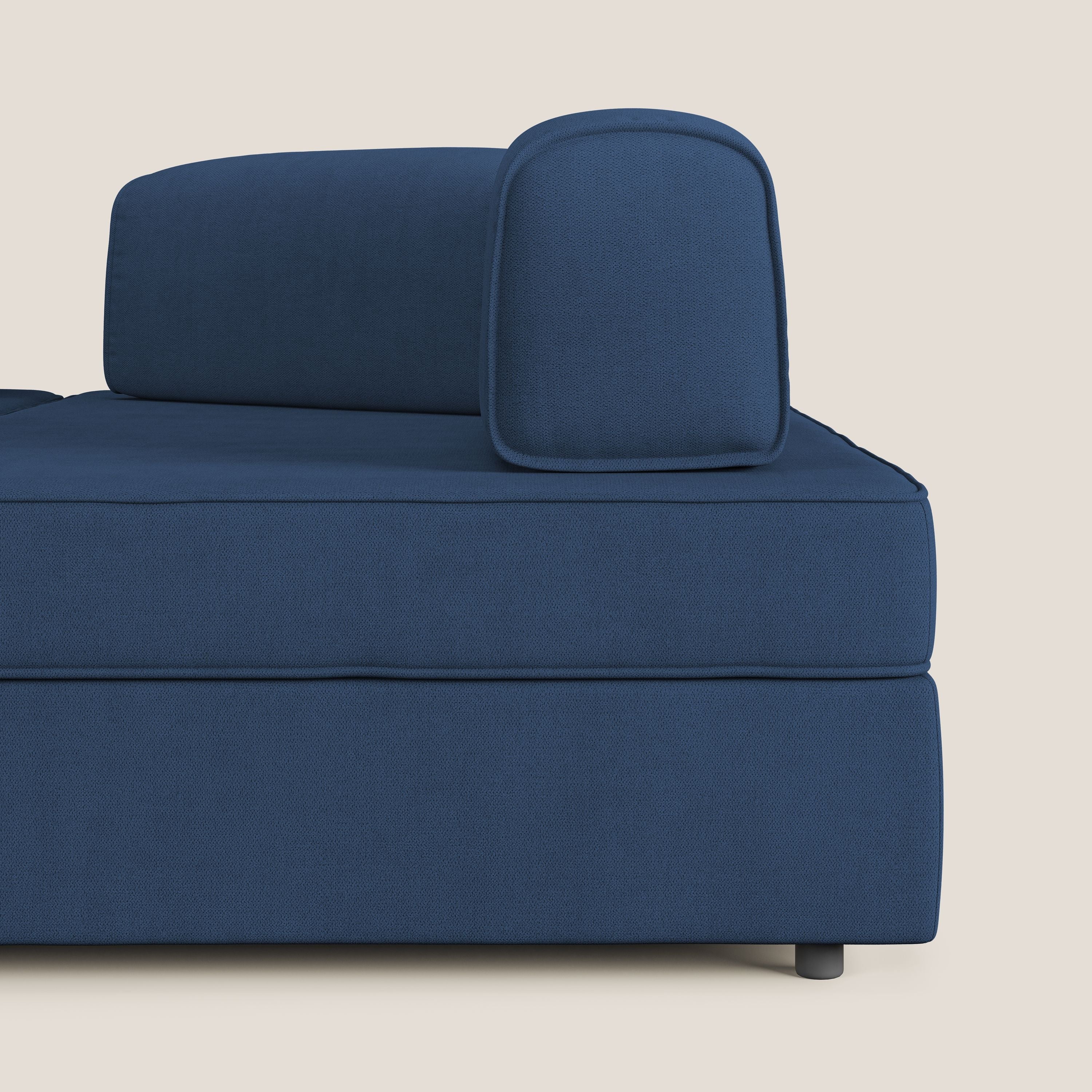 Liberty Canapé d'angle avec pouf extractible et dossiers amovibles en tissu doux imperméable T02 bleu - Image 7