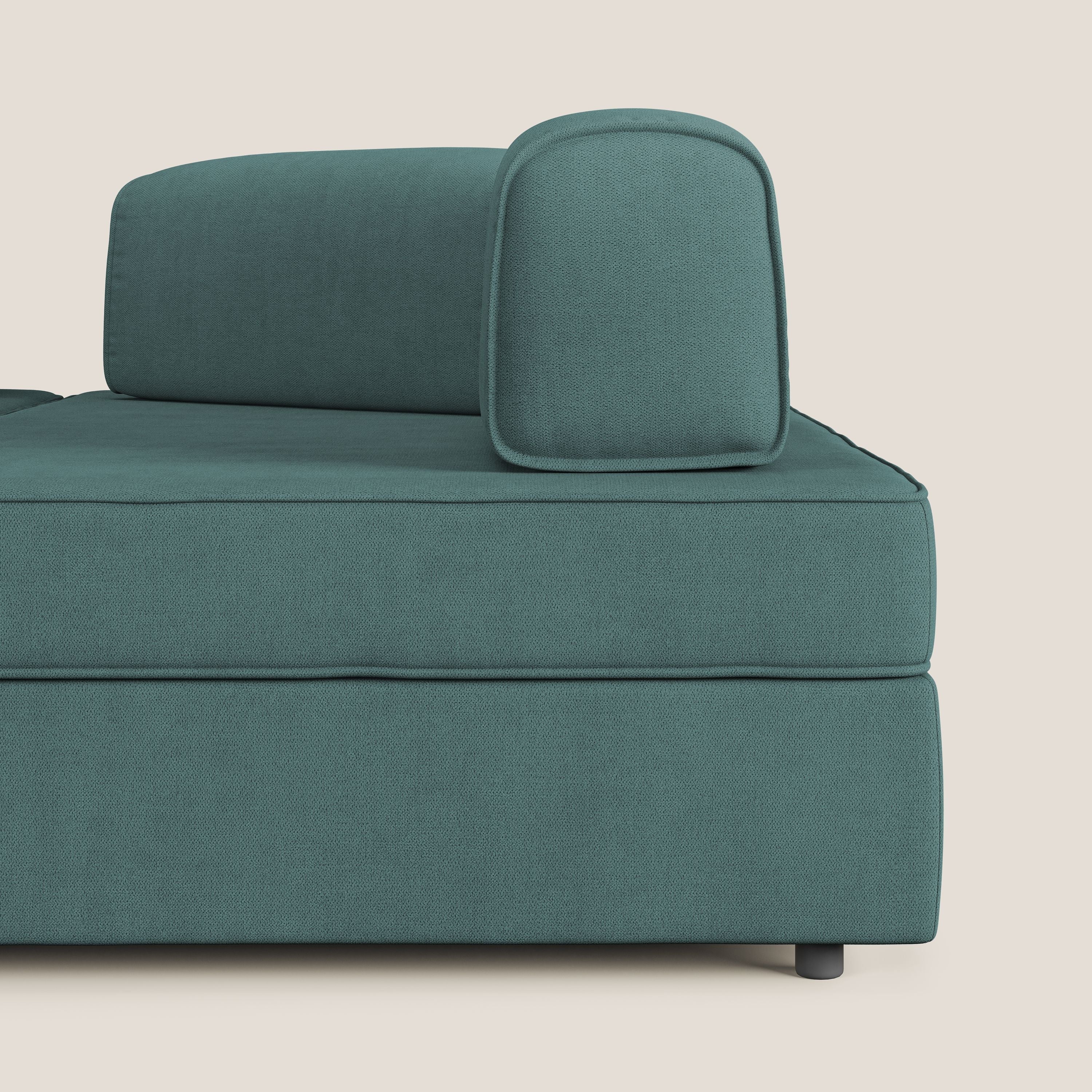 Liberty Canapé d'angle avec pouf extractible et dossiers amovibles en tissu doux imperméable T02 bleu canard - Image 7