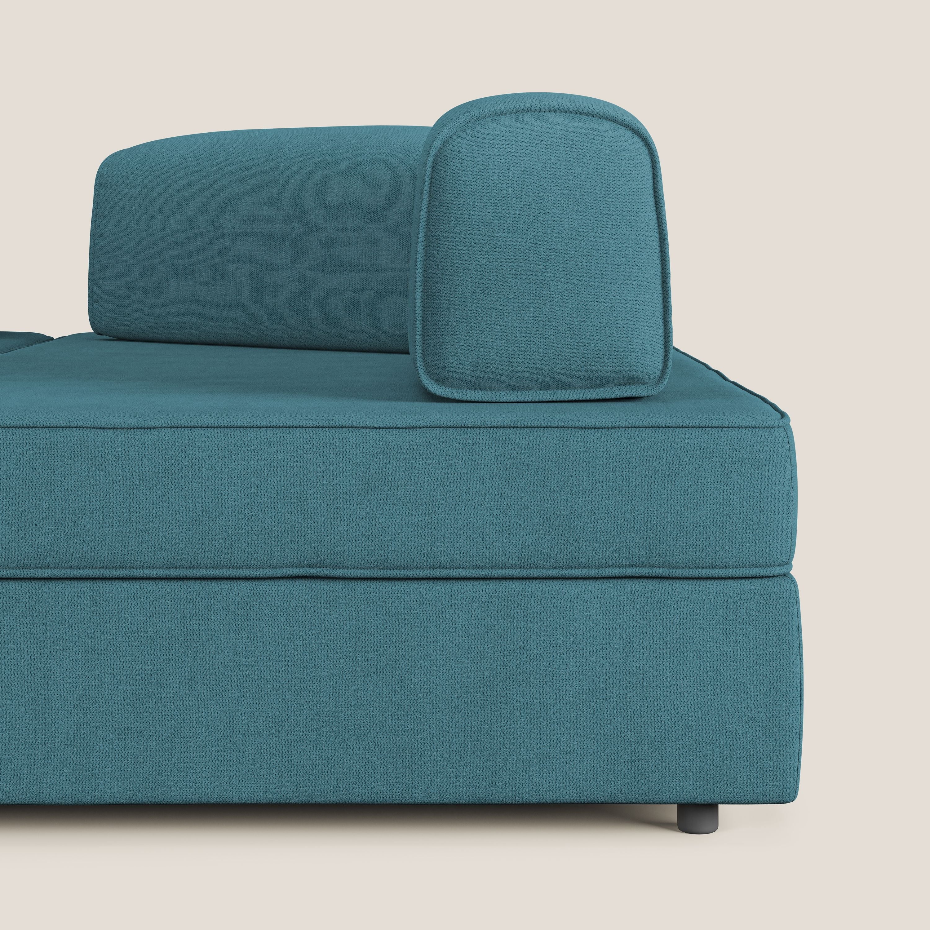 Liberty Canapé d'angle avec pouf extractible et dossiers amovibles en tissu doux imperméable T02 bleu ciel - Image 7
