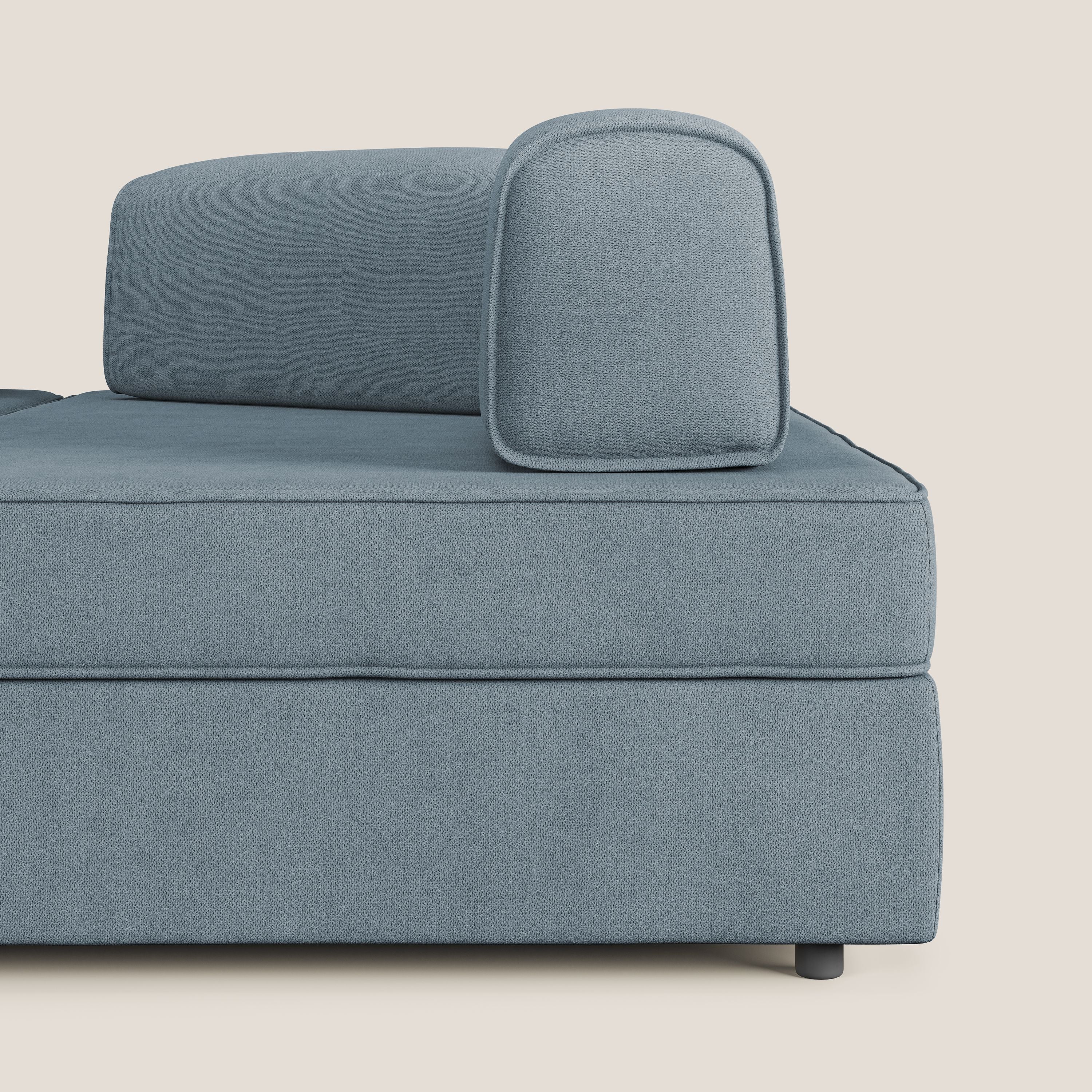 Liberty Canapé d'angle avec pouf extractible et dossiers amovibles en tissu doux imperméable T02 bleu pastel - Image 7