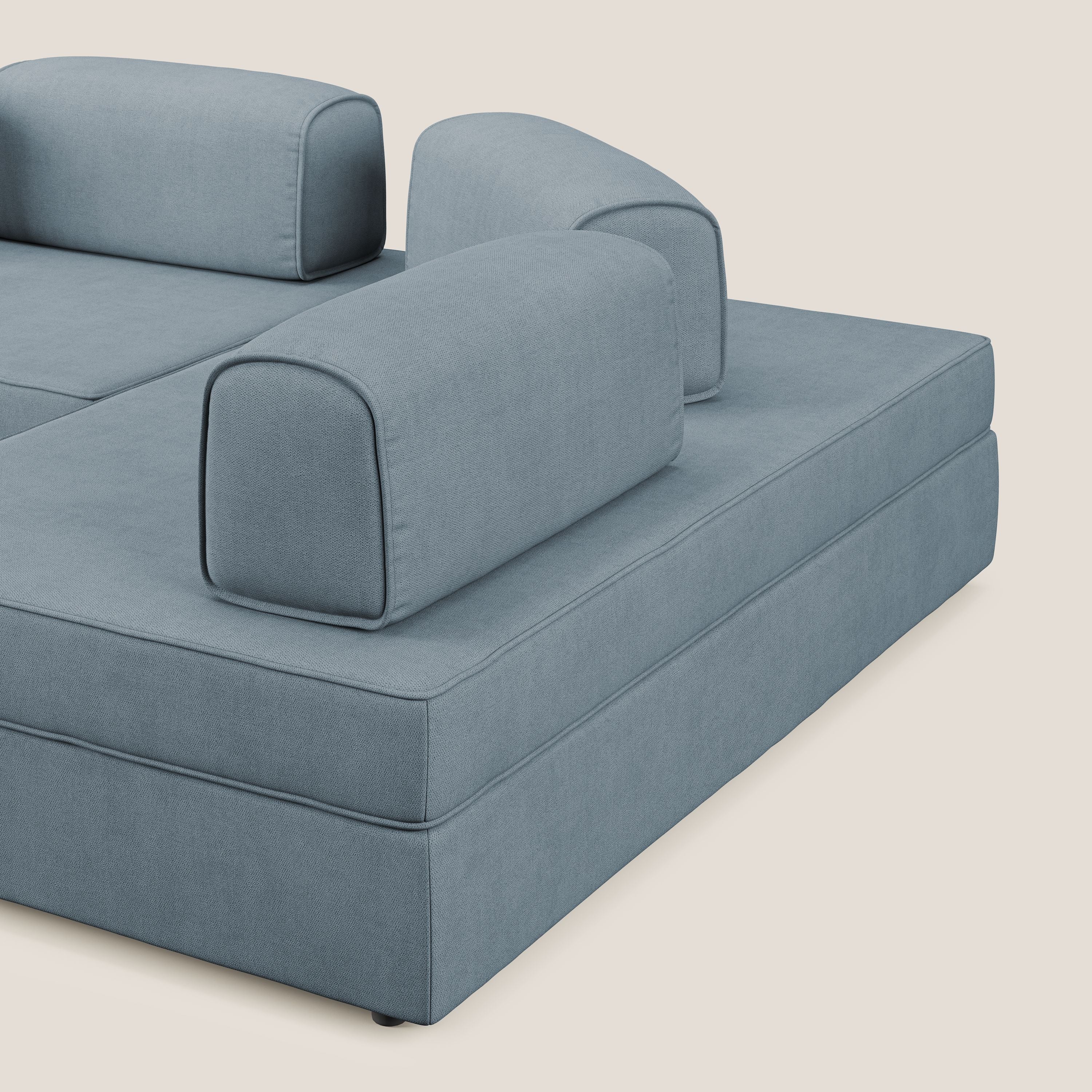Liberty Canapé d'angle avec pouf extractible et dossiers amovibles en tissu doux imperméable T02 bleu pastel - Image 8