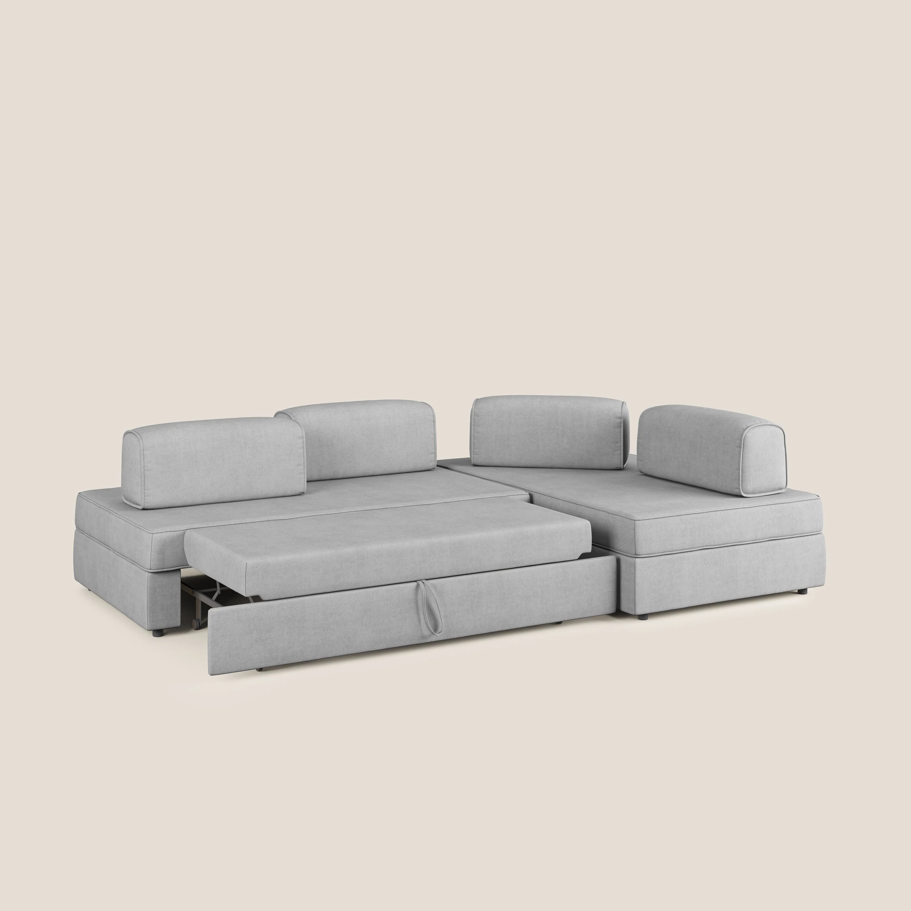 Liberty Canapé d'angle avec pouf extractible et dossiers amovibles en tissu doux imperméable T02 gris clair - Image 2