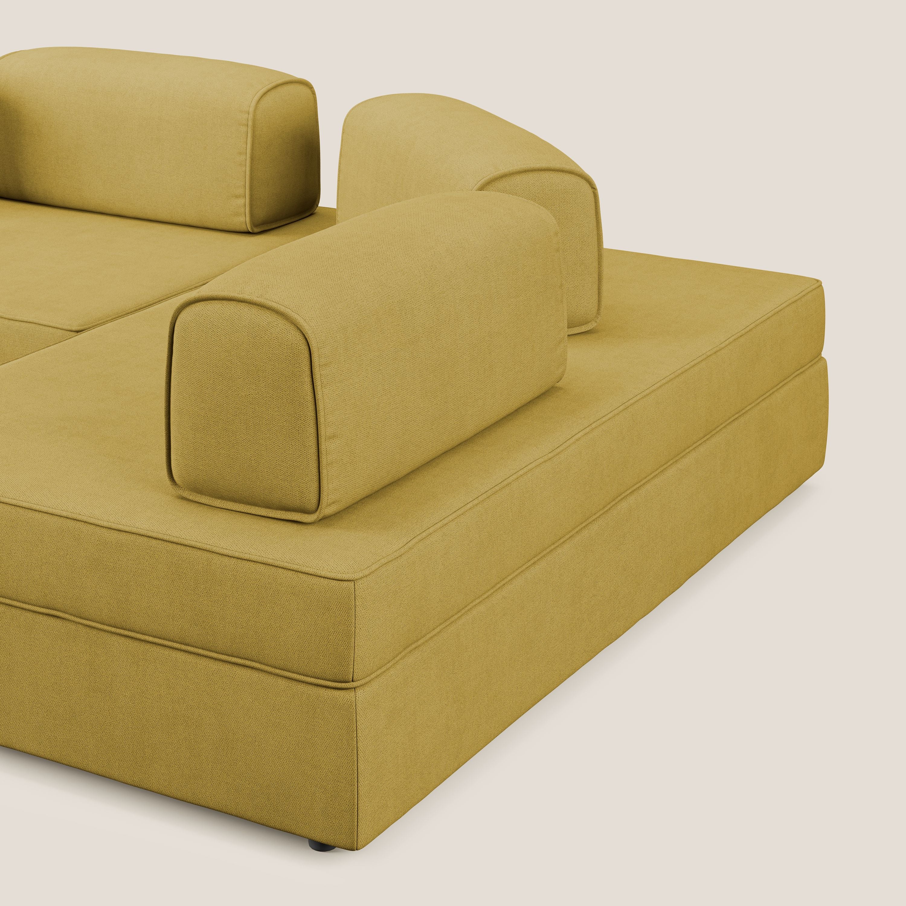 Liberty Canapé d'angle avec pouf extractible et dossiers amovibles en tissu doux imperméable T02 jaune - Image 8