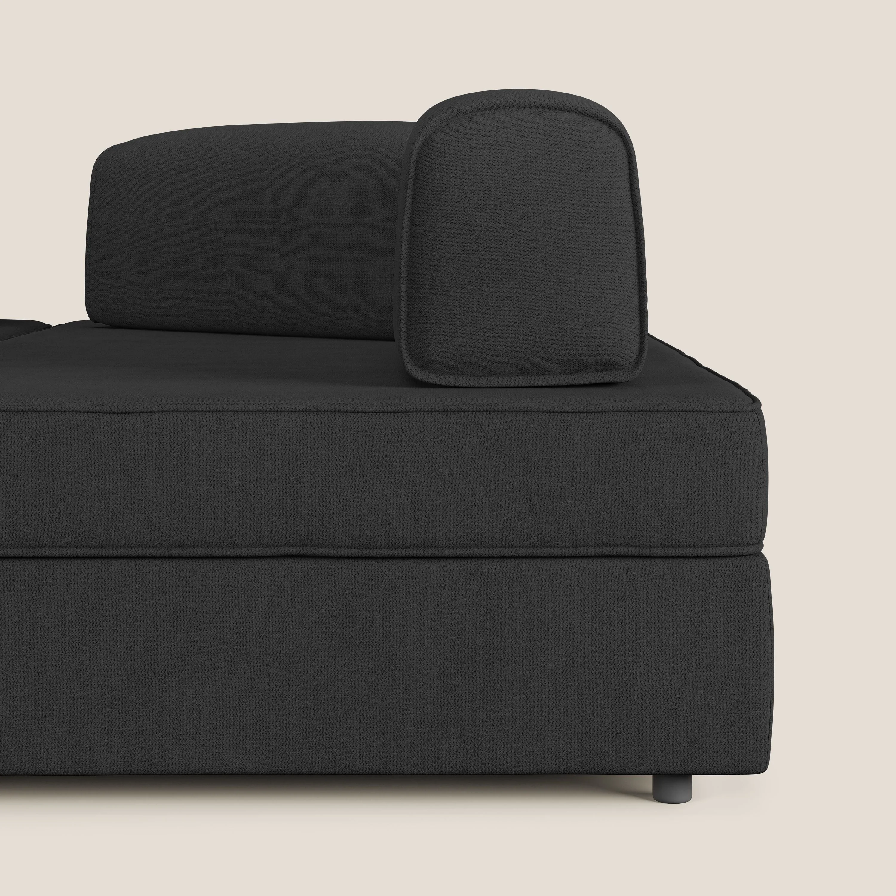 Liberty Canapé d'angle avec pouf extractible et dossiers amovibles en tissu doux imperméable T02 noir - Image 7
