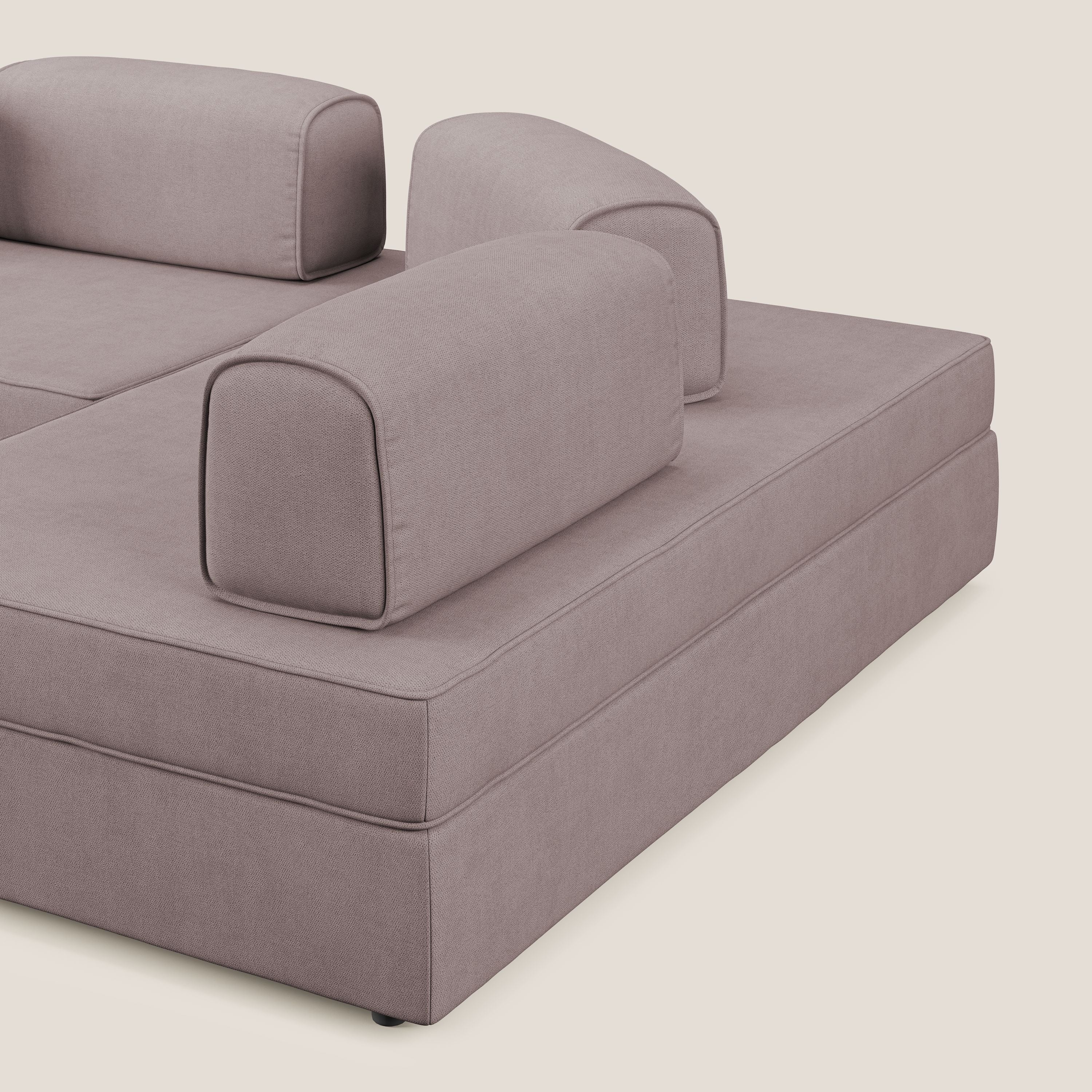 Liberty Canapé d'angle avec pouf extractible et dossiers amovibles en tissu doux imperméable T02 rose - Image 8