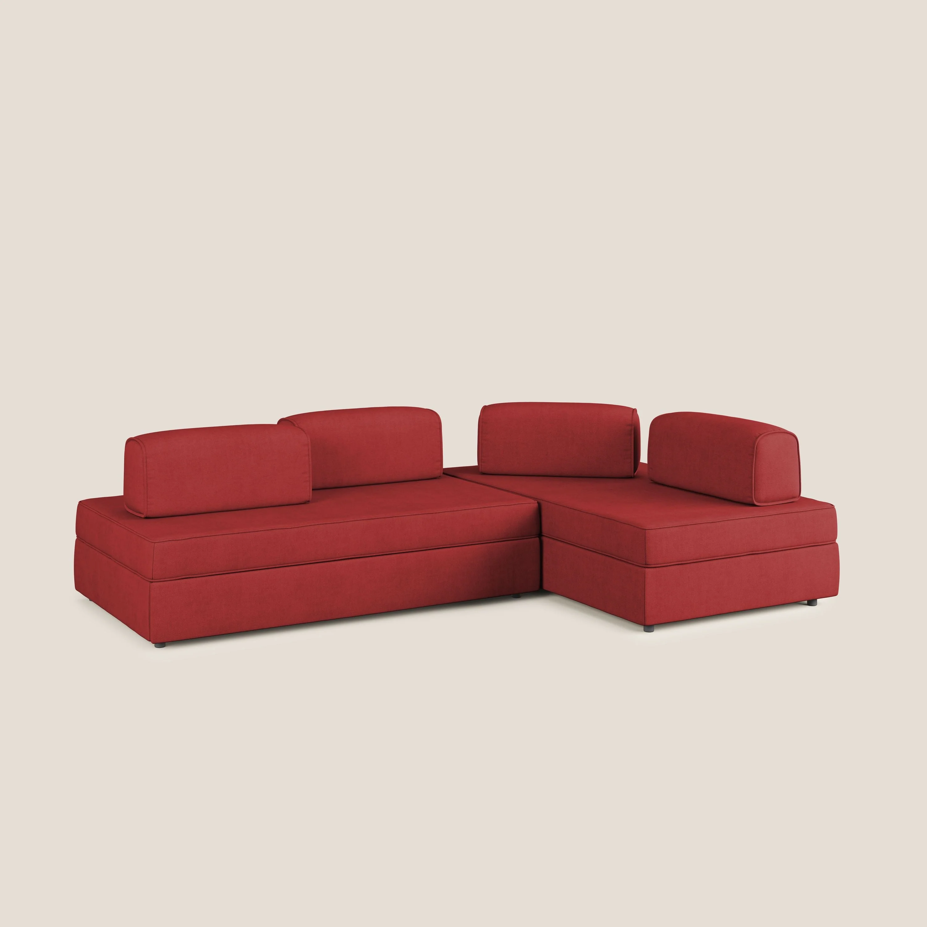 Liberty Canapé d'angle avec pouf extractible et dossiers amovibles en tissu doux imperméable T02 rouge - Image 3
