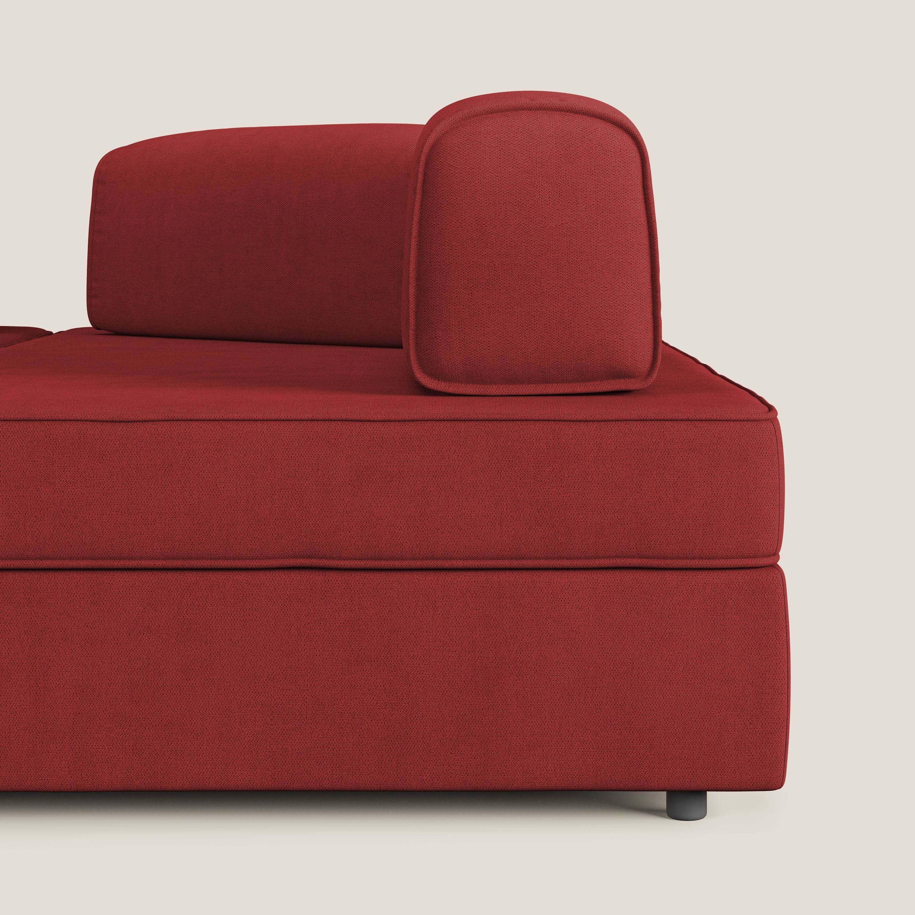 Liberty Canapé d'angle avec pouf extractible et dossiers amovibles en tissu doux imperméable T02 rouge - Image 7