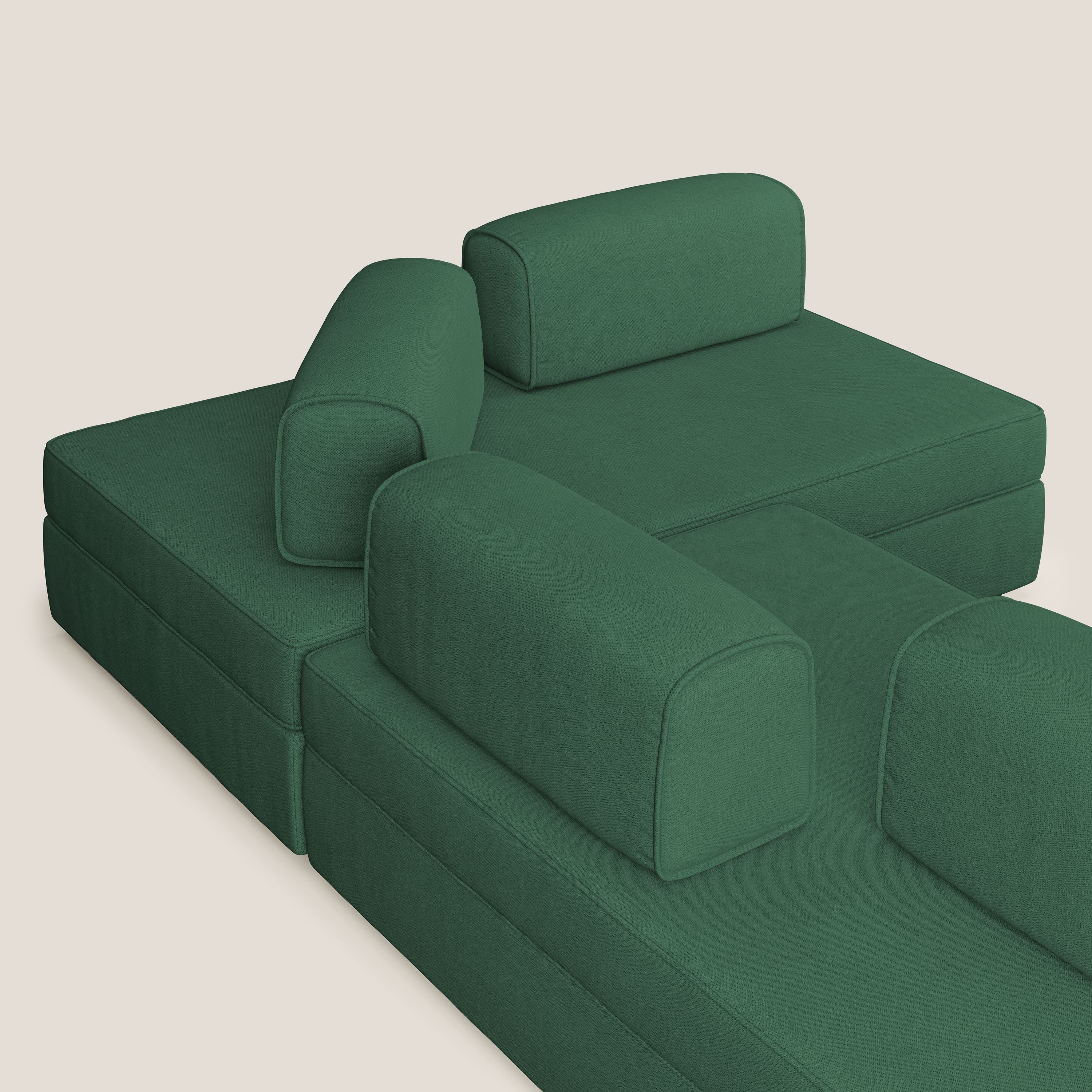 Liberty Canapé d'angle avec pouf extractible et dossiers amovibles en tissu doux imperméable T02 vert - Image 6