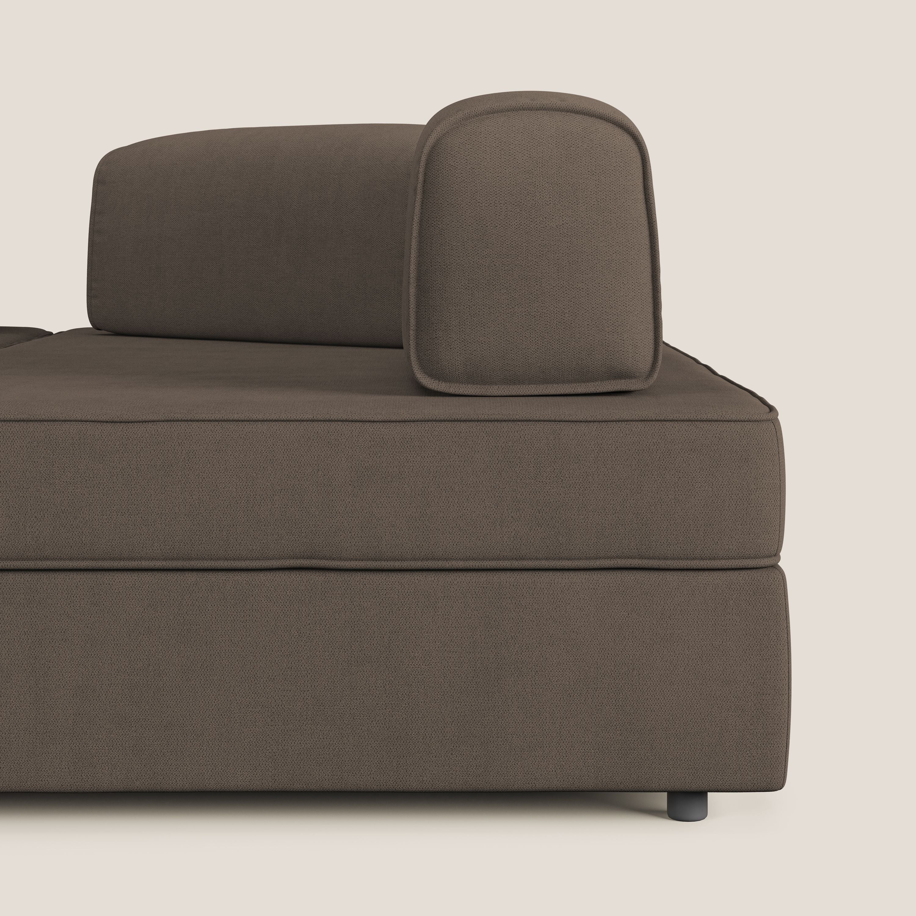 Liberty Canapé d'angle avec pouf extractible et dossiers amovibles en tissu doux imperméable T02 marron - Image 7