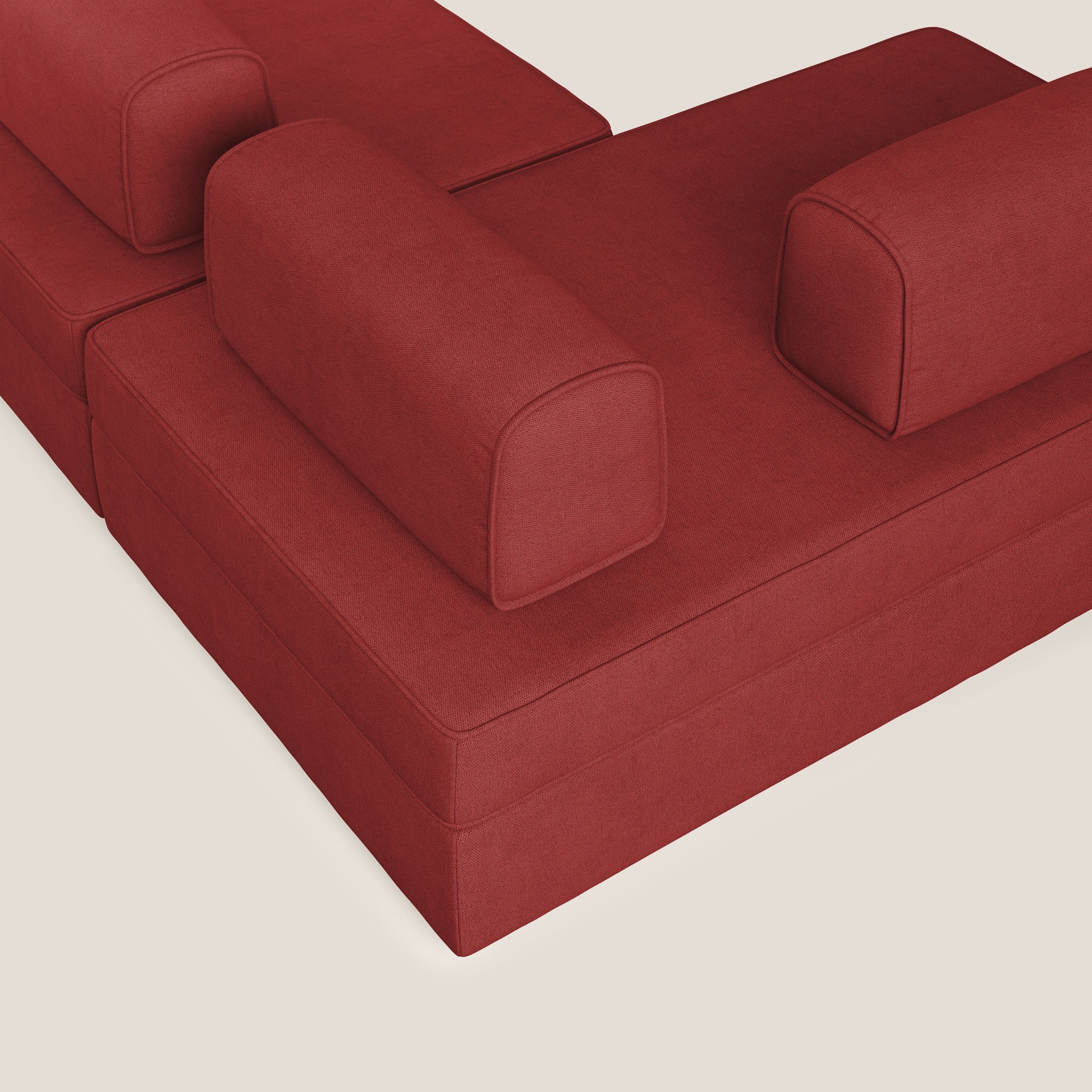 Liberty Canapé panoramique avec pouf extractible et dossiers amovibles en tissu doux imperméable T02 rouge - Image 7