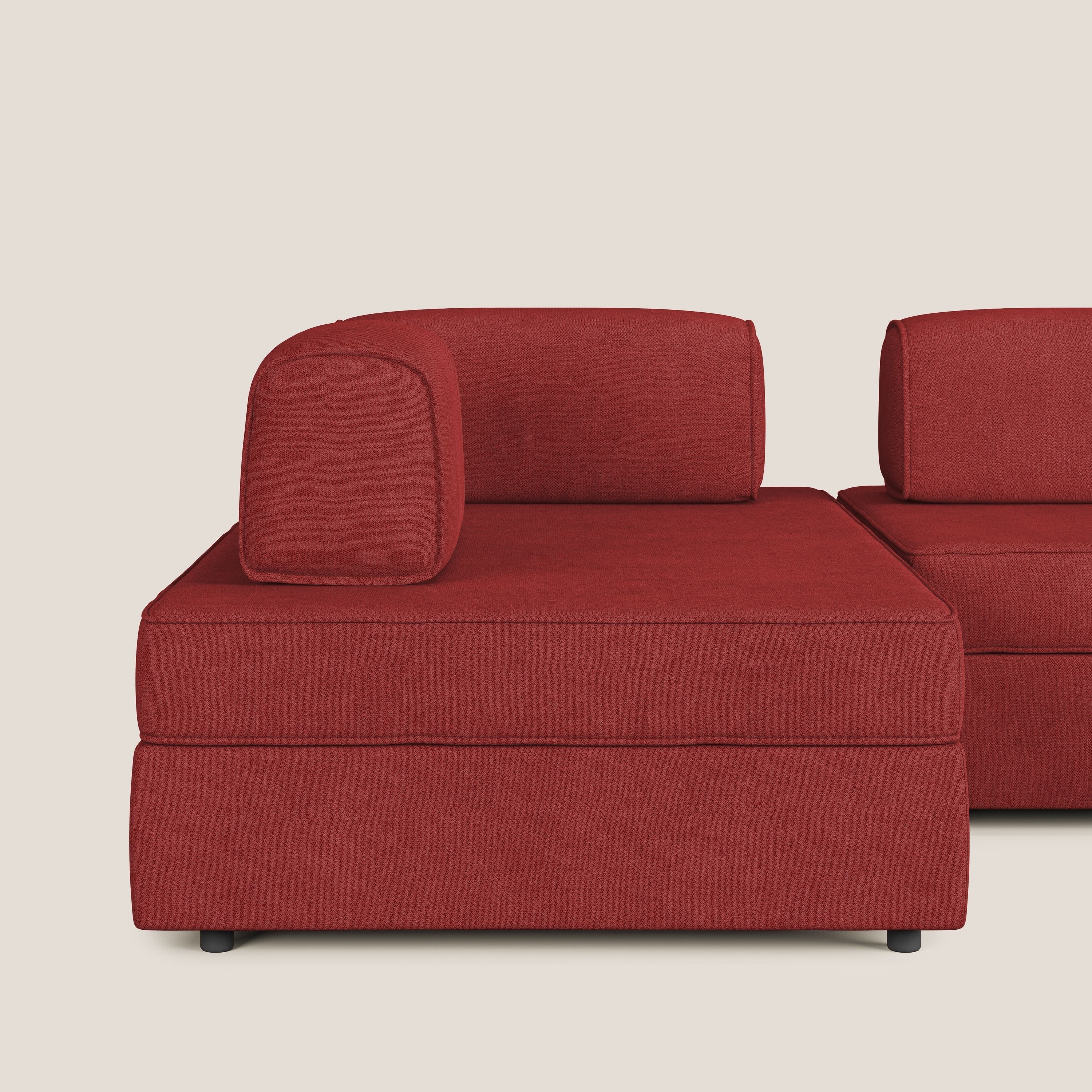 Liberty Canapé panoramique avec pouf extractible et dossiers amovibles en tissu doux imperméable T02 rouge - Image 8