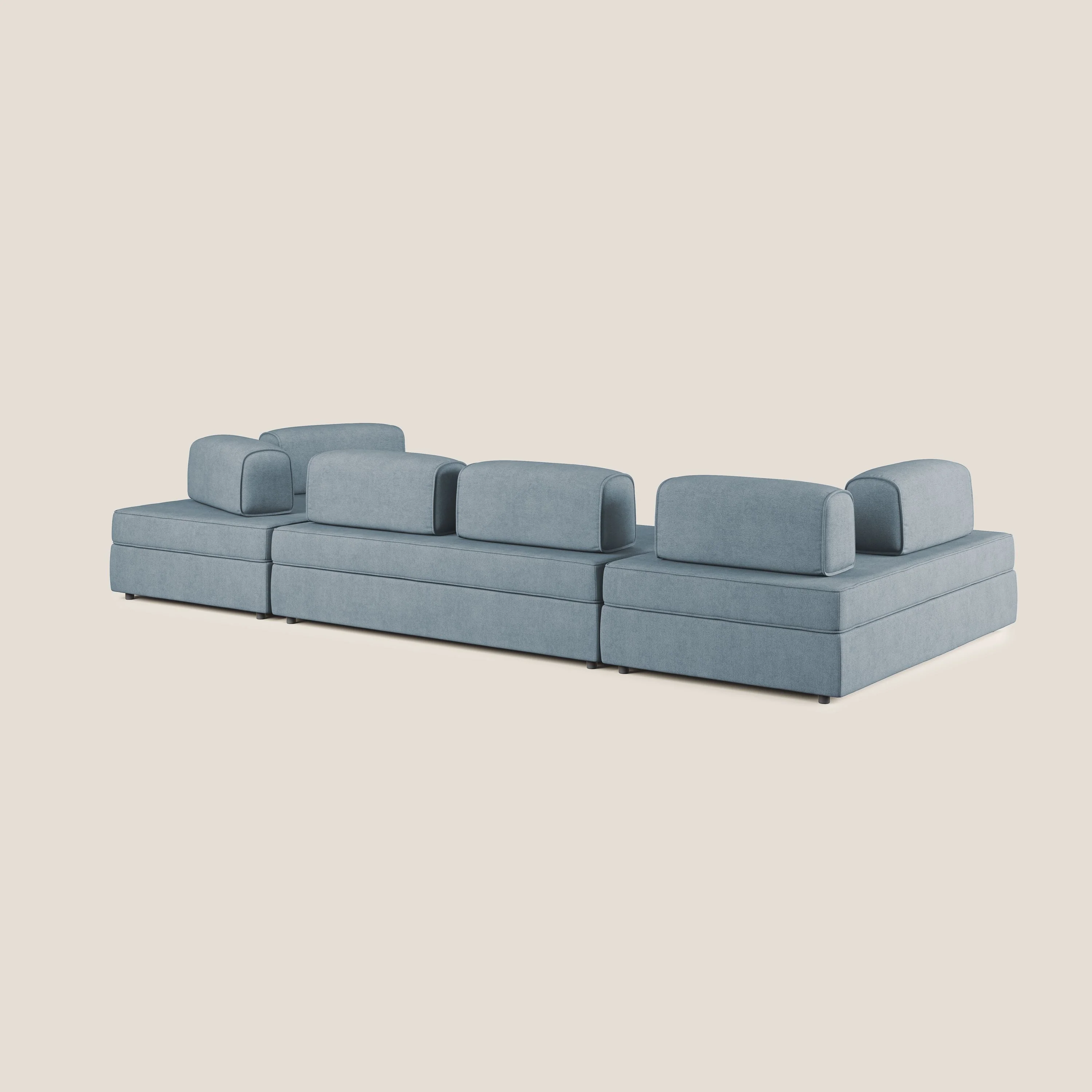 Liberty Canapé panoramique avec pouf extractible et dossiers amovibles en tissu doux imperméable T02 sucre glace - Image 5