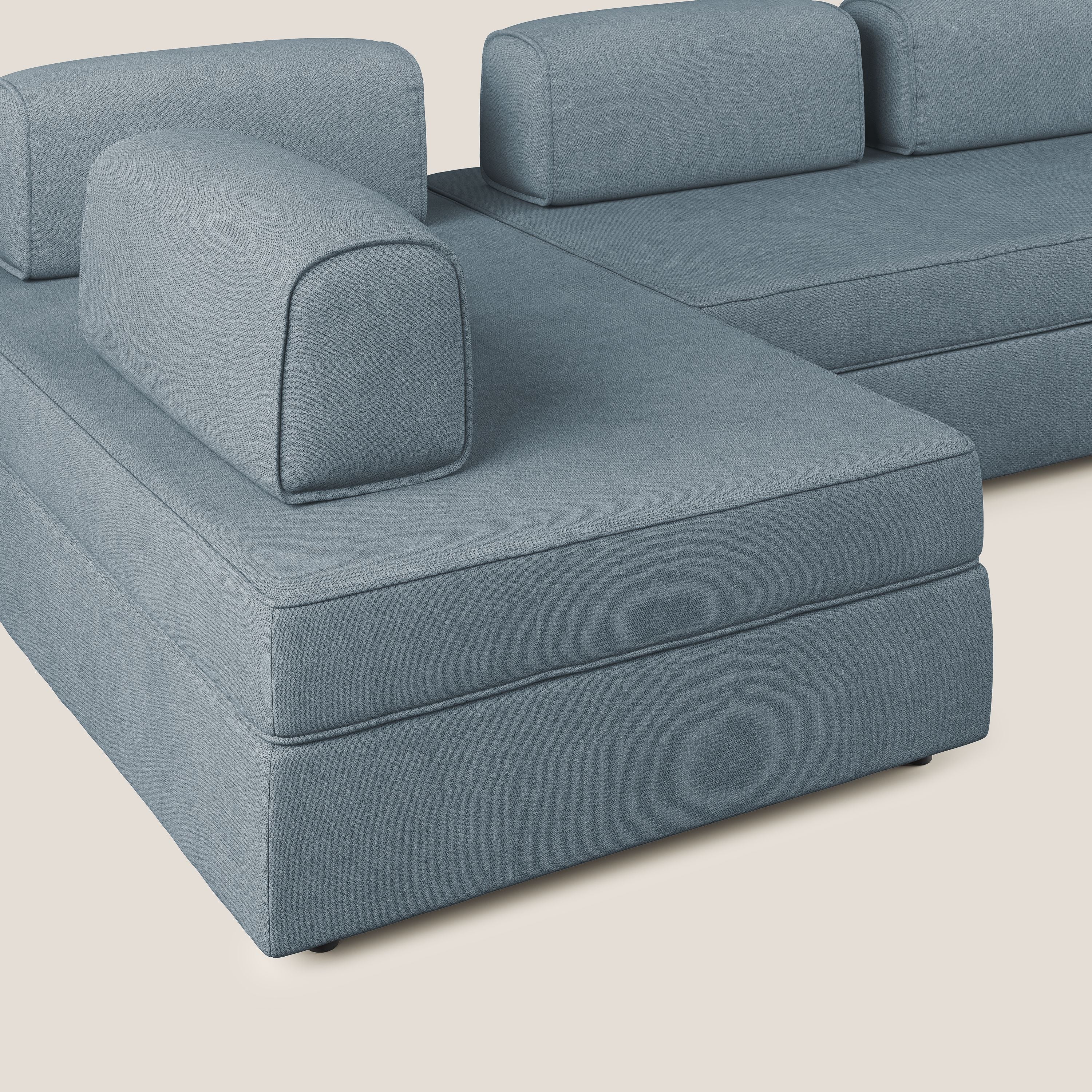 Liberty Canapé panoramique avec pouf extractible et dossiers amovibles en tissu doux imperméable T02 sucre glace - Image 6
