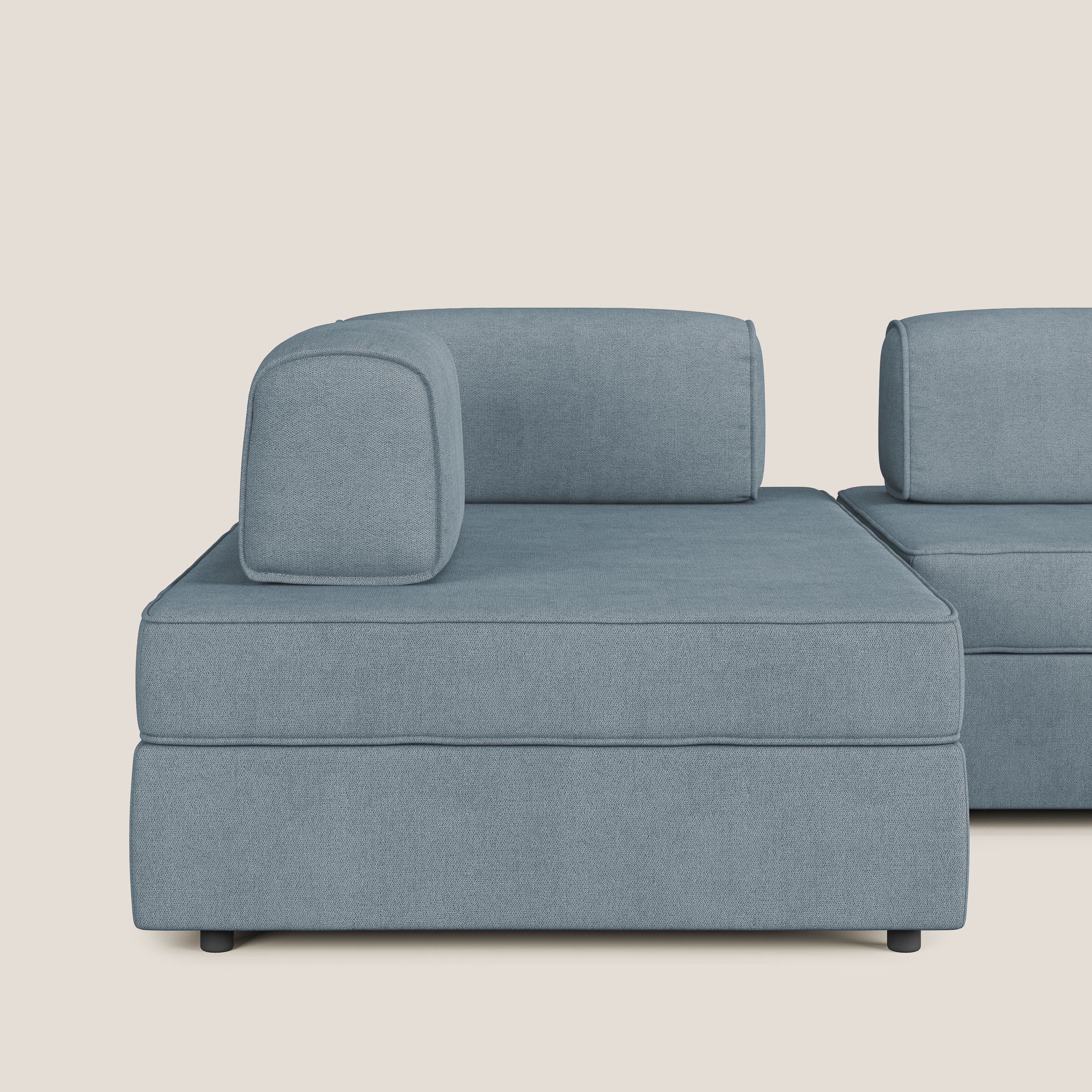 Liberty Canapé panoramique avec pouf extractible et dossiers amovibles en tissu doux imperméable T02 sucre glace - Image 8