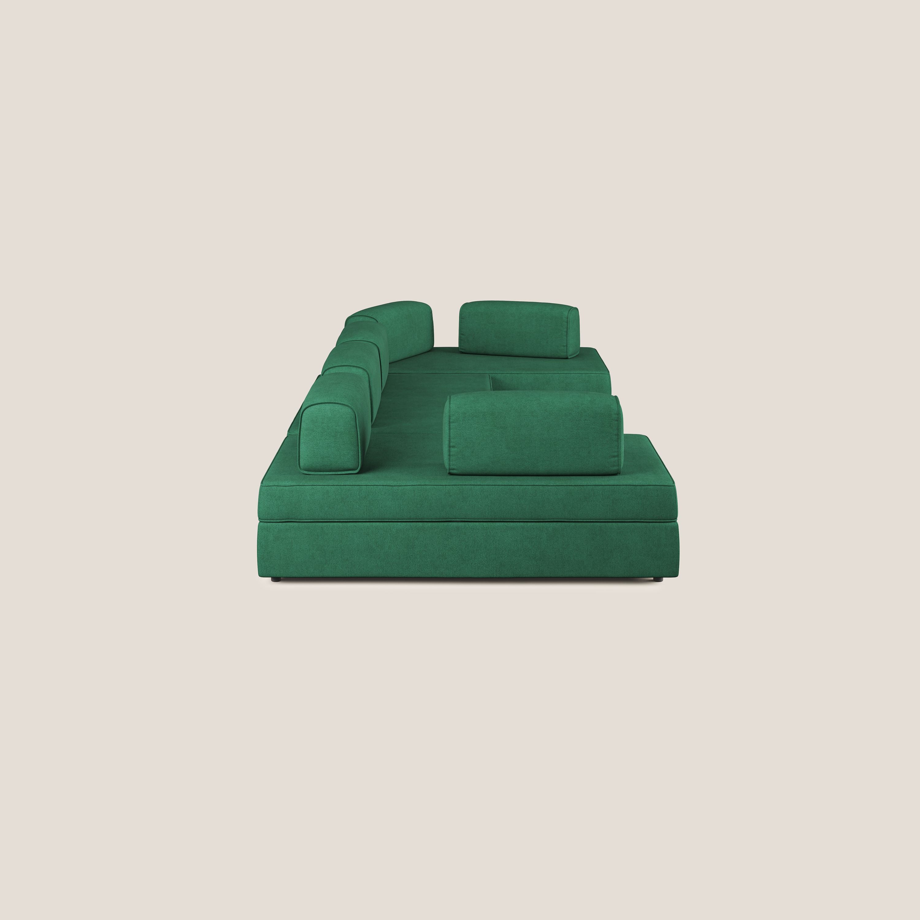 Liberty Canapé panoramique avec pouf extractible et dossiers amovibles en tissu doux imperméable T02 vert - Image 6