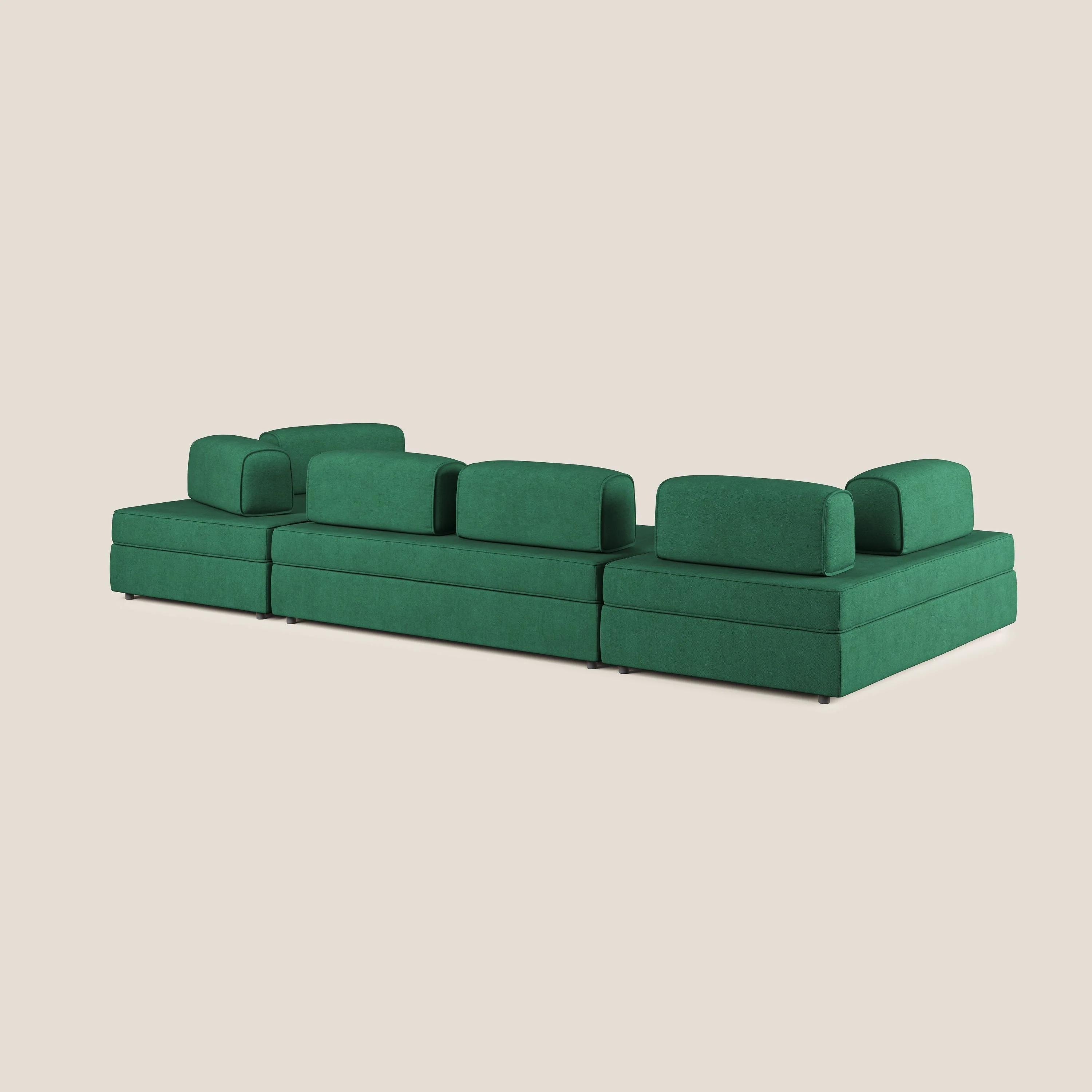 Liberty Canapé panoramique avec pouf extractible et dossiers amovibles en tissu doux imperméable T02 vert - Image 7