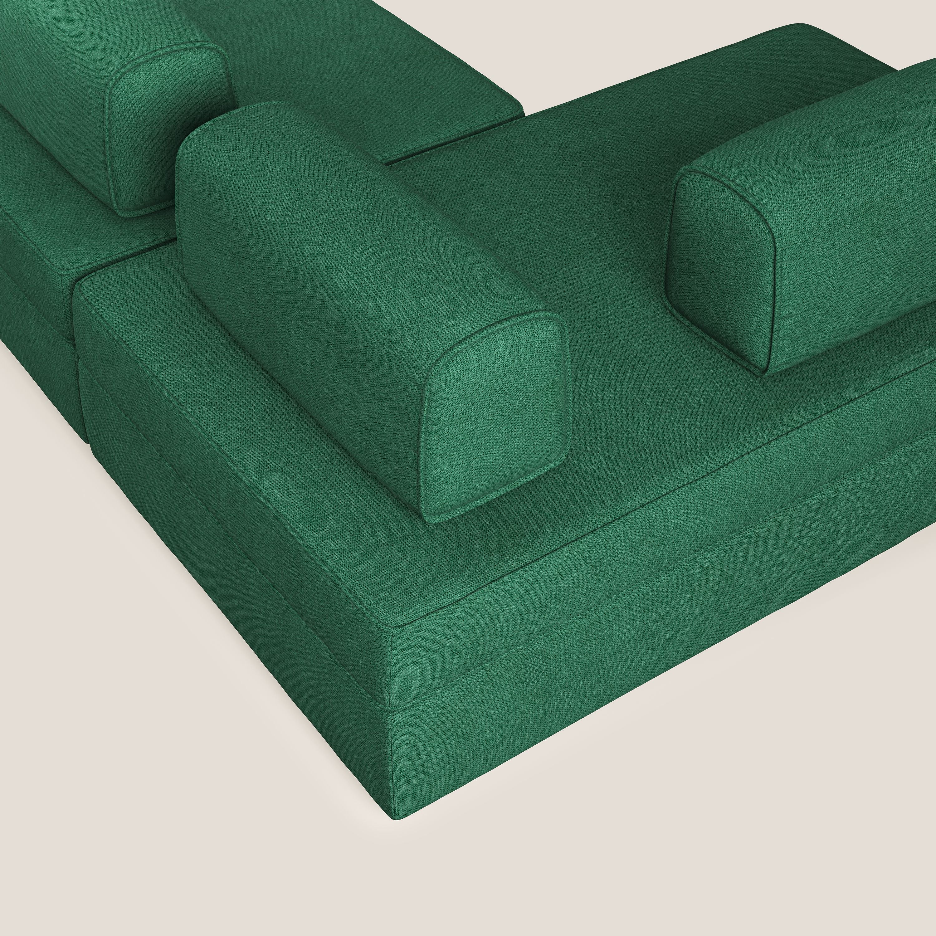 Liberty Canapé panoramique avec pouf extractible et dossiers amovibles en tissu doux imperméable T02 vert - Image 9