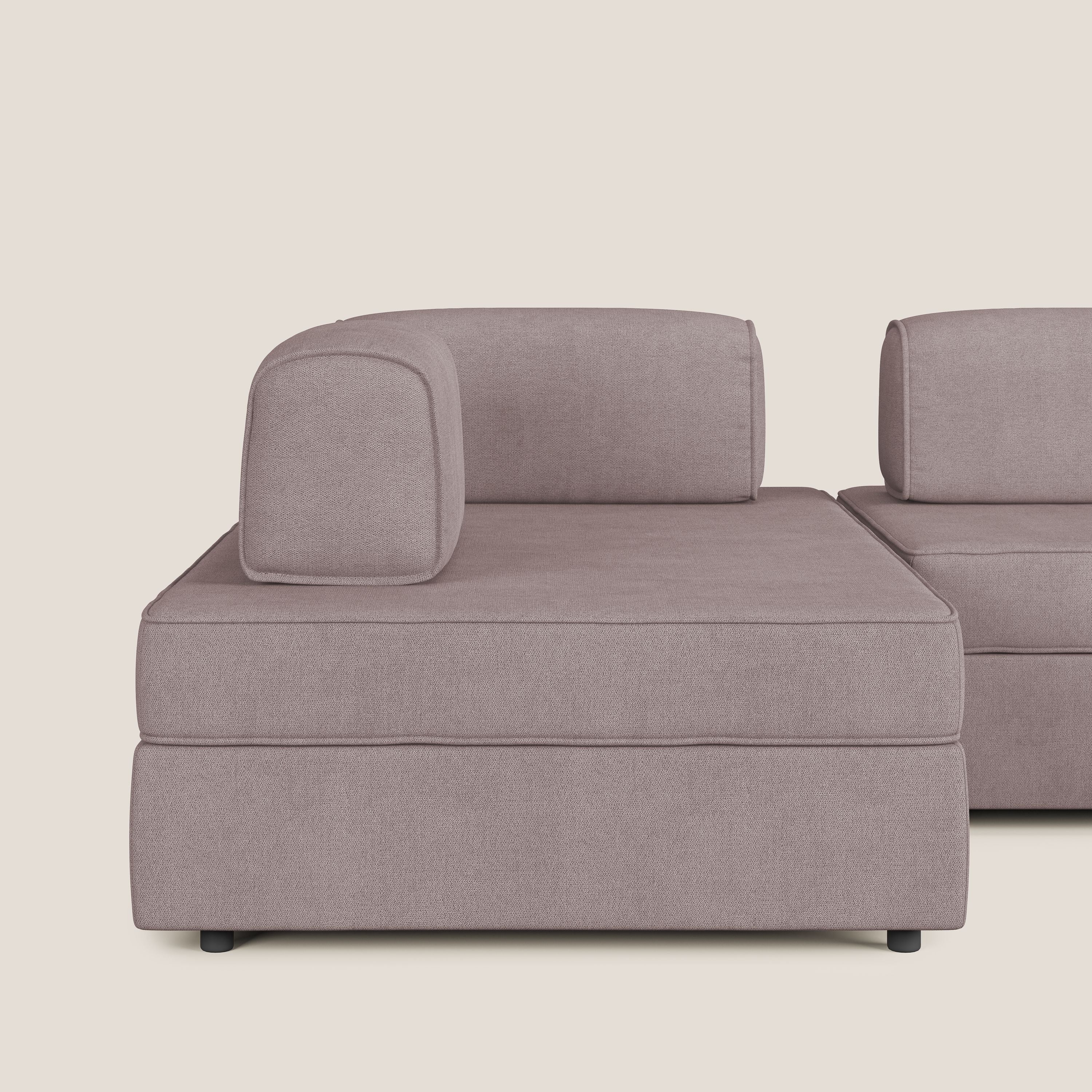 Liberty Canapé panoramique avec pouf extractible et dossiers amovibles en tissu doux imperméable T02 rose - Image 8