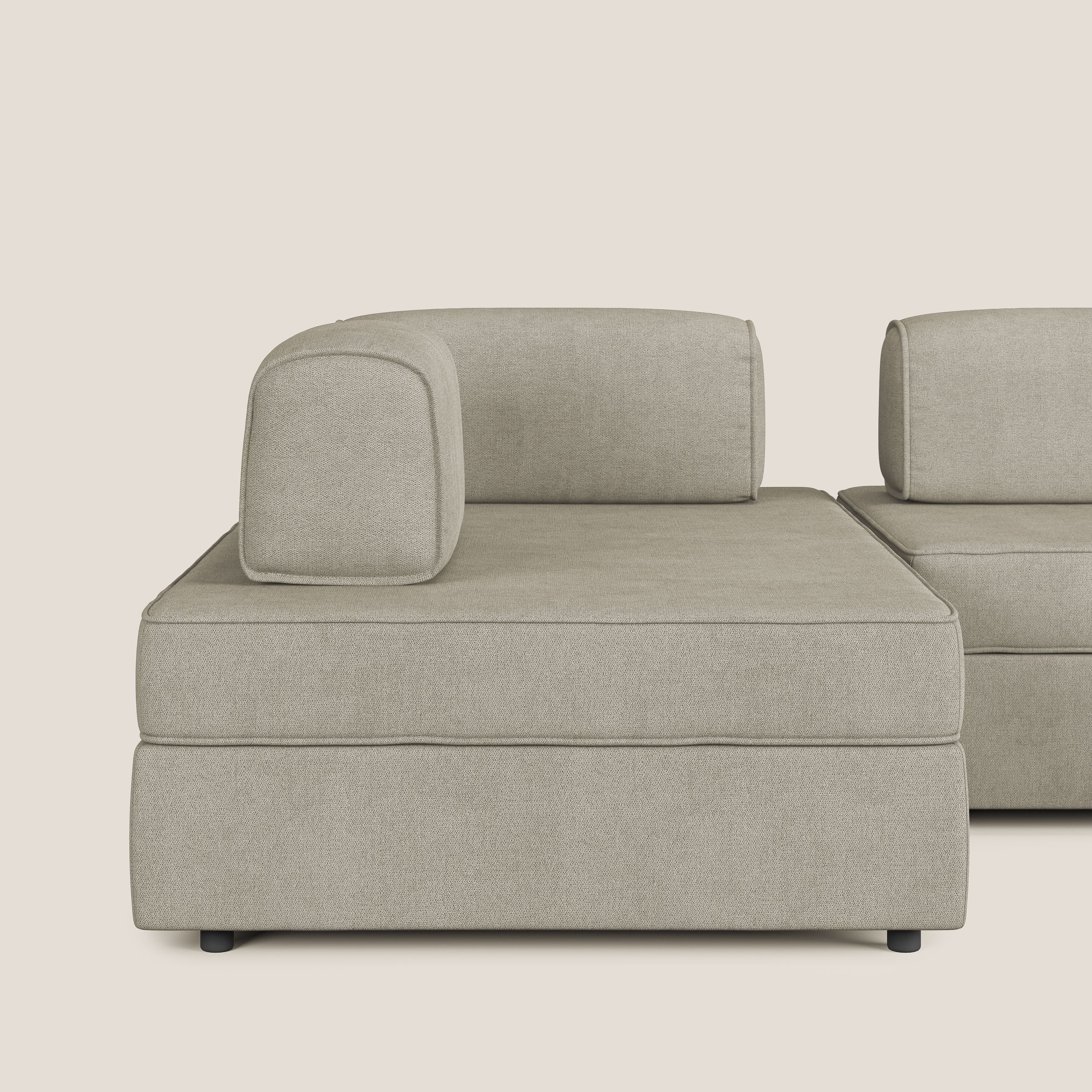 Liberty Canapé panoramique avec pouf extractible et dossiers amovibles en tissu doux imperméable T02 crème - Image 8