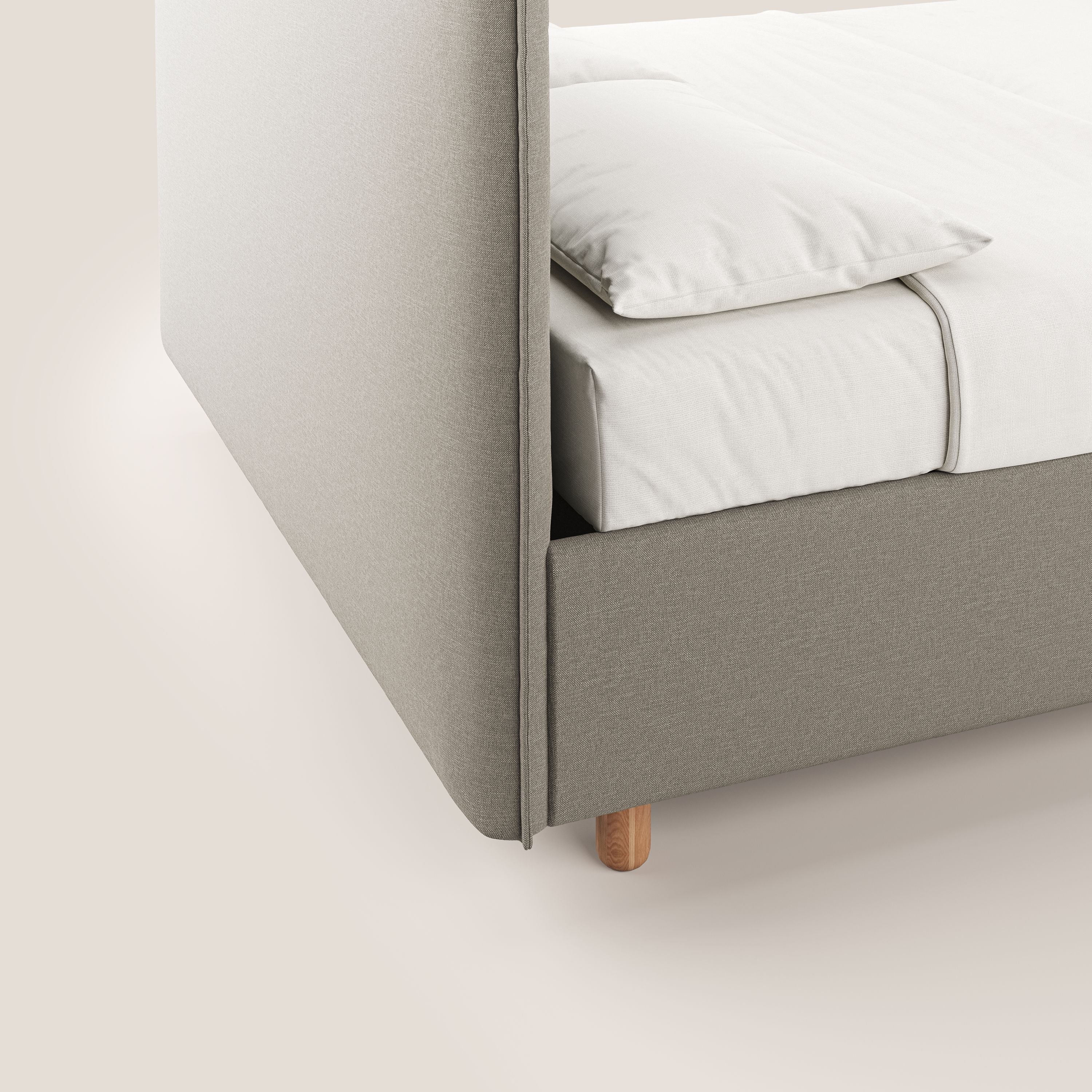 Lothar Lit avec maxi coffre aux dimensions réduites en tissu imperméable T13 crème - Image 8