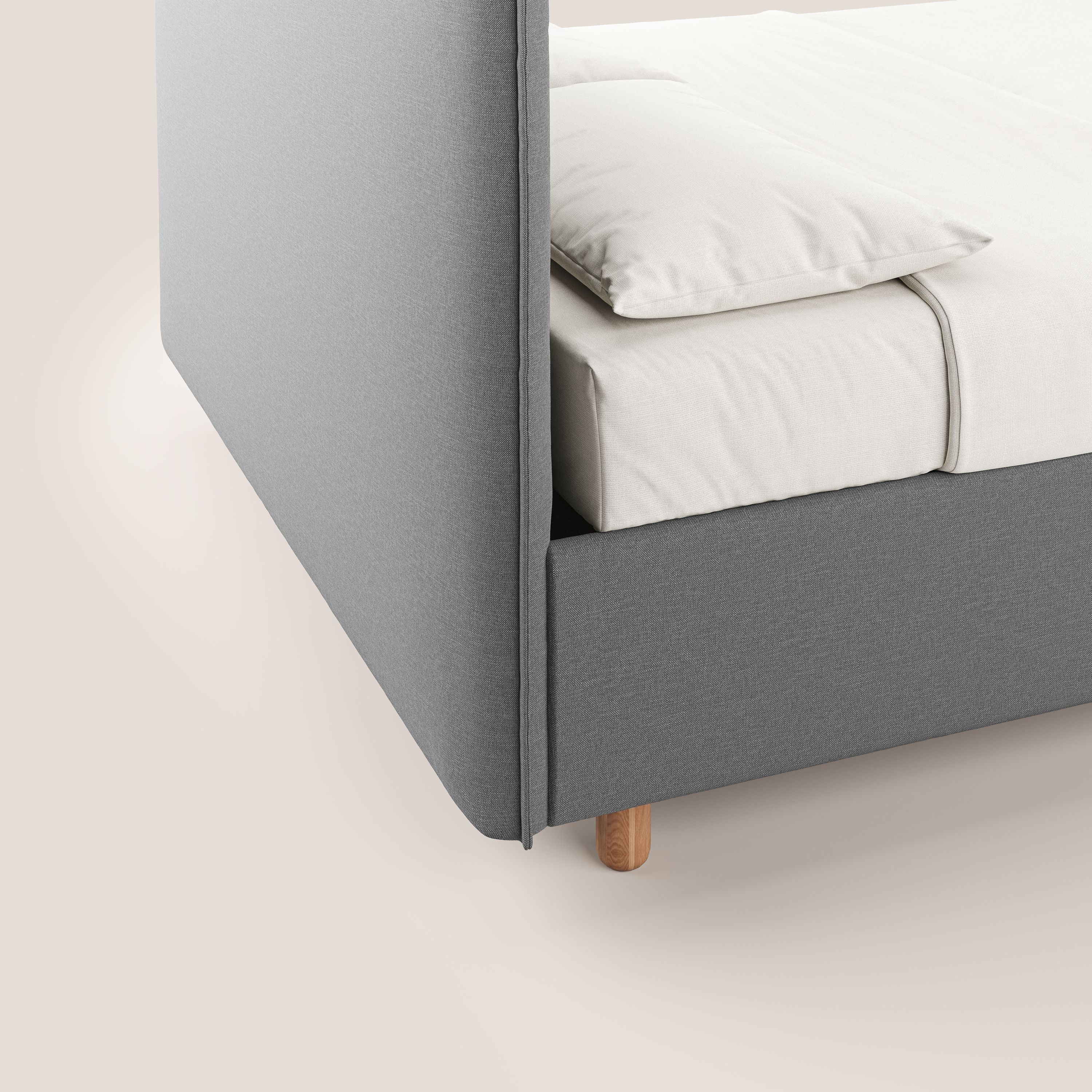 Lothar Lit avec maxi coffre aux dimensions réduites en tissu imperméable T13 gris - Image 7