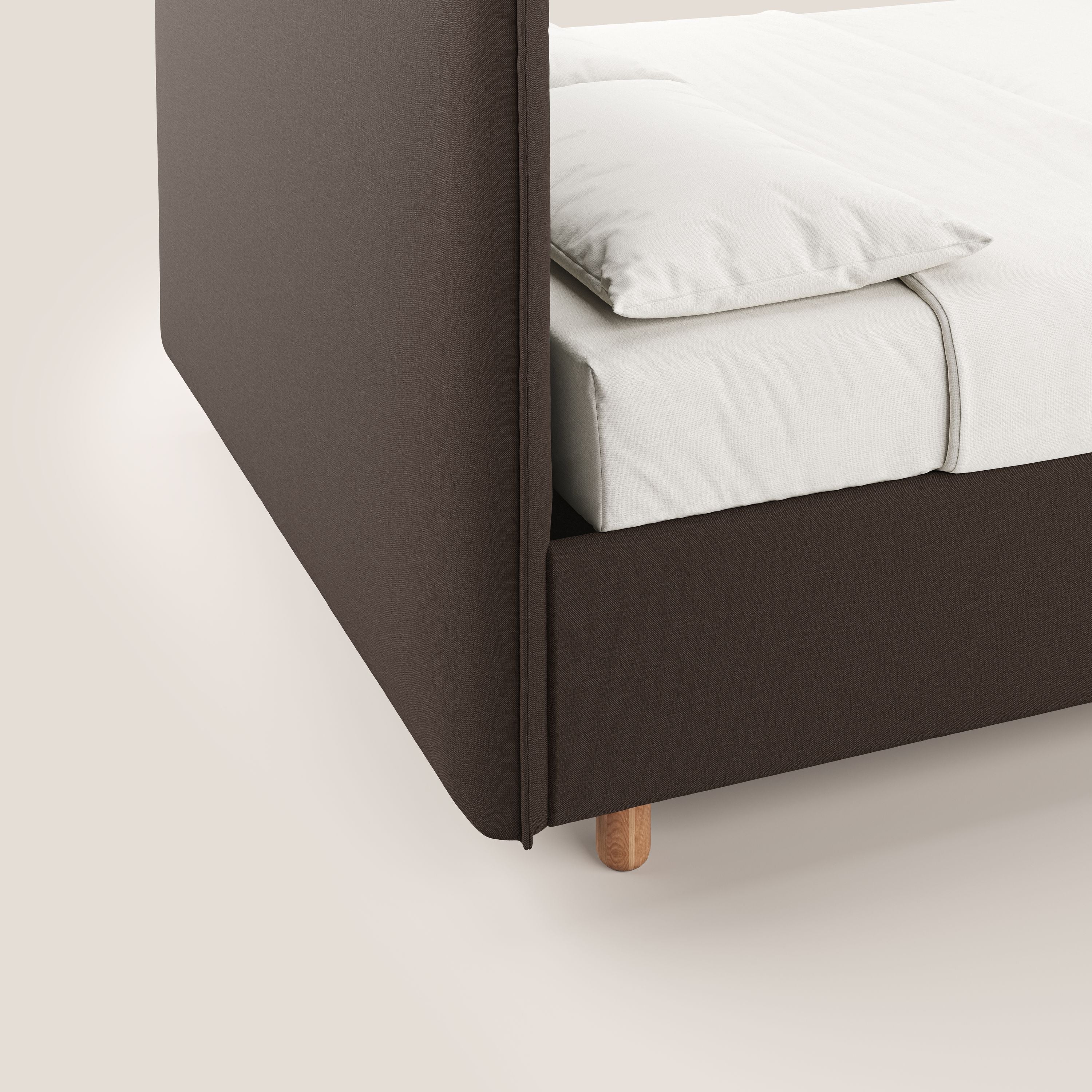 Lothar Lit avec maxi coffre aux dimensions réduites en tissu imperméable T13 marron - Image 7
