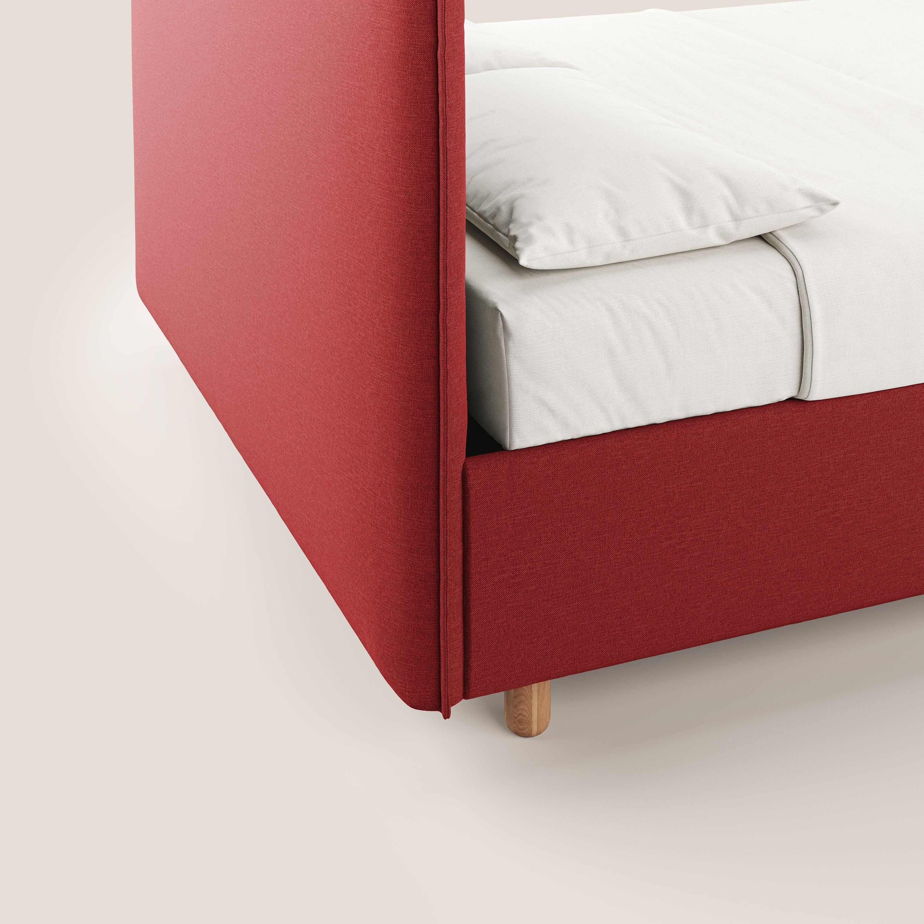 Lothar Lit avec maxi coffre aux dimensions réduites en tissu imperméable T13 rouge - Image 7