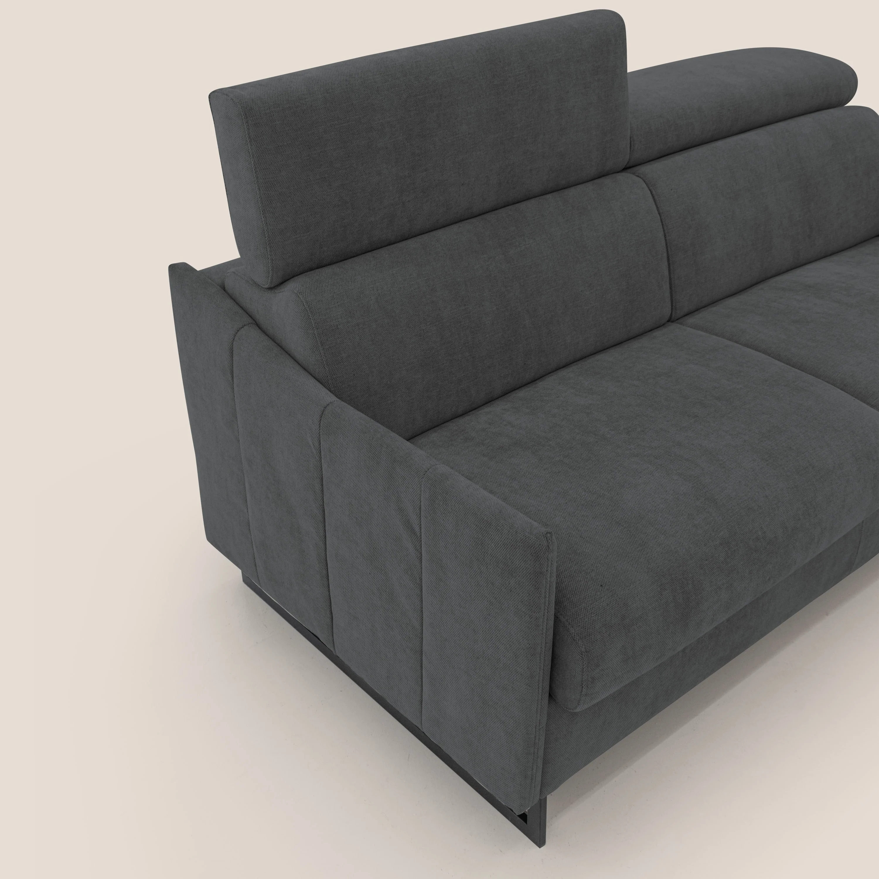 Loto canapé convertible compact avec matelas H 18cm et pieds hauts en tissu imperméable T14 anthracite - Image 6