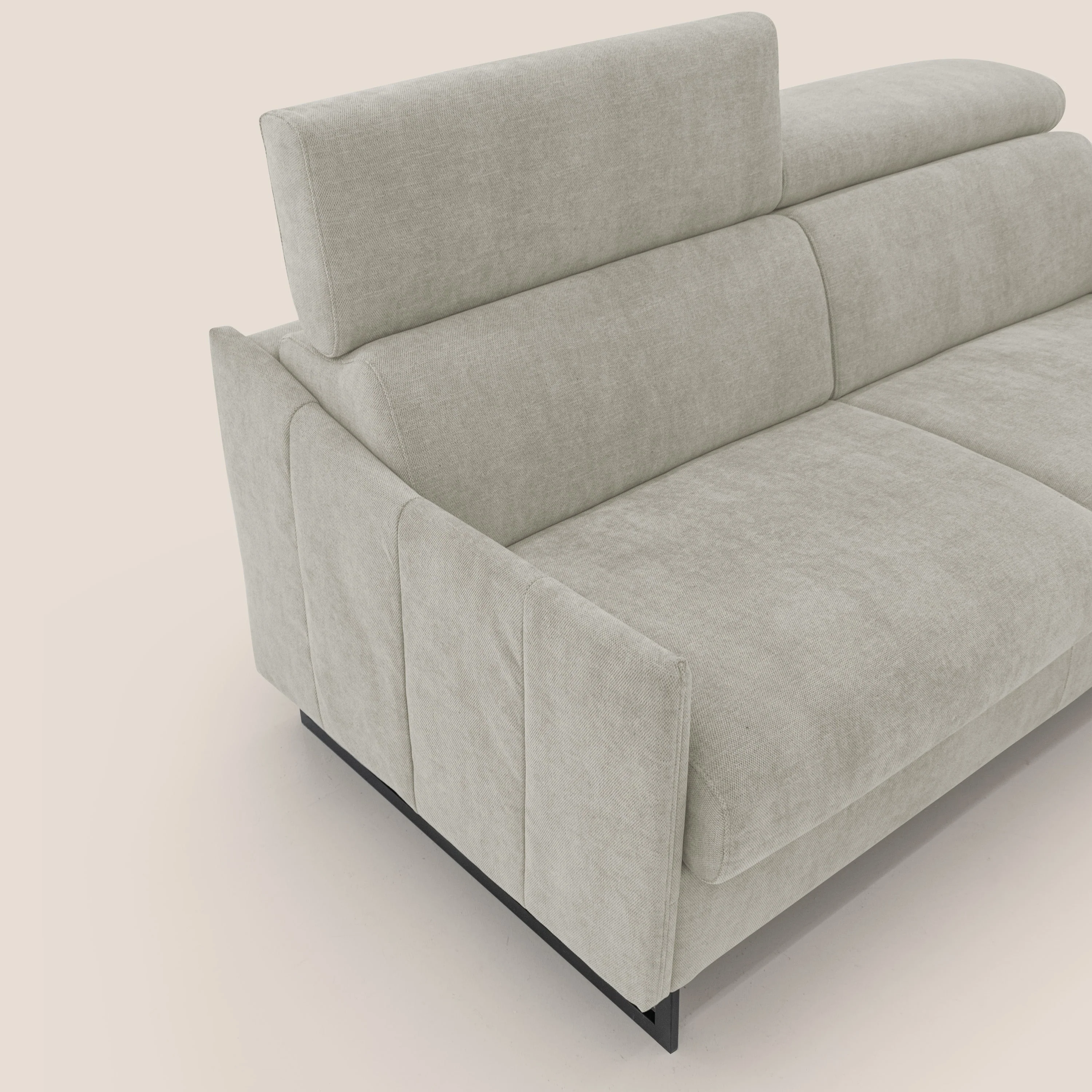 Loto canapé convertible compact avec matelas H 18cm et pieds hauts en tissu imperméable T14 crème - Image 6
