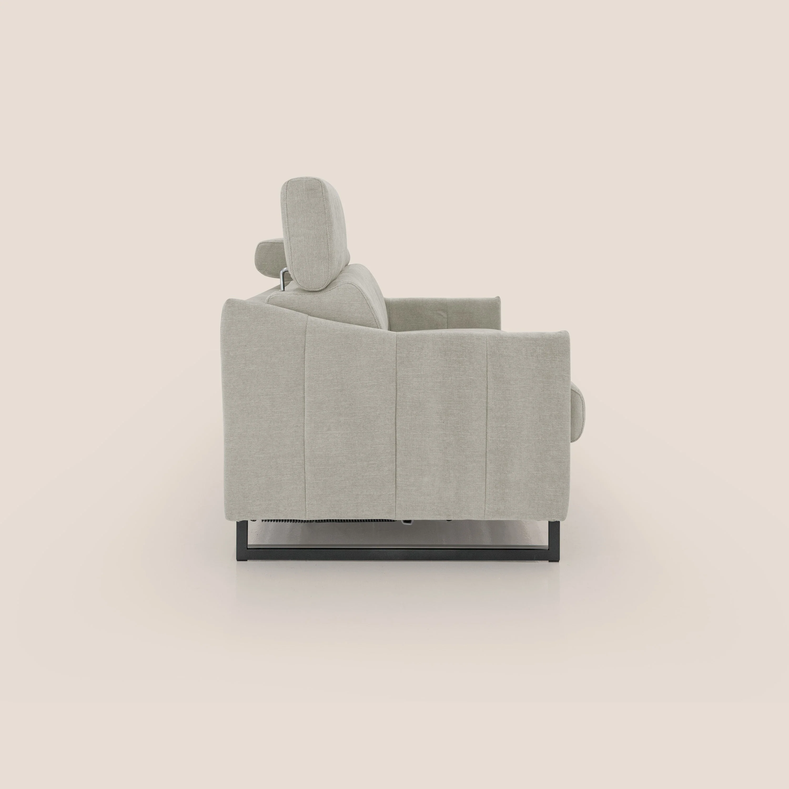 Loto canapé convertible compact avec matelas H 18cm et pieds hauts en tissu imperméable T14 crème - Image 7