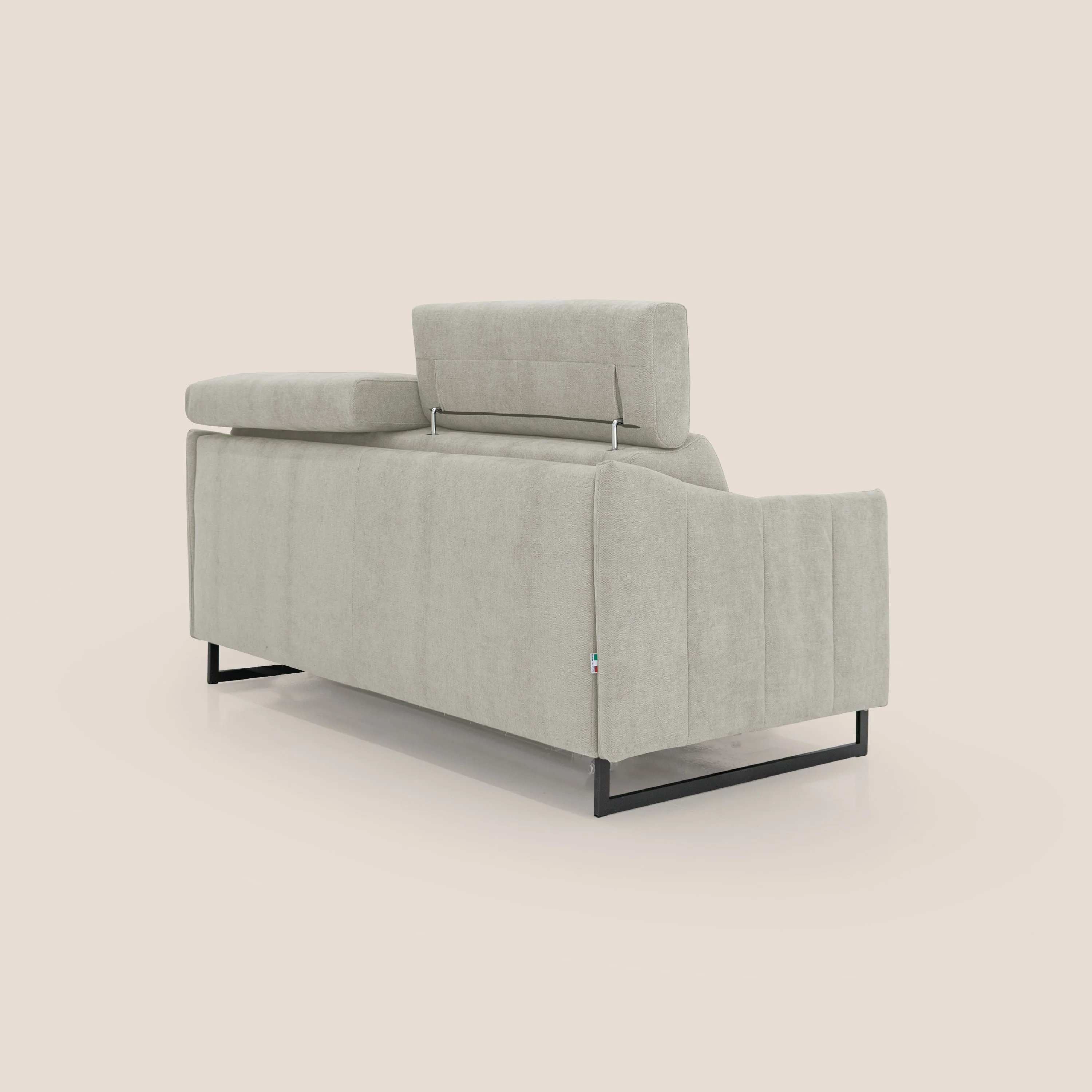 Loto canapé convertible compact avec matelas H 18cm et pieds hauts en tissu imperméable T14 crème - Image 8