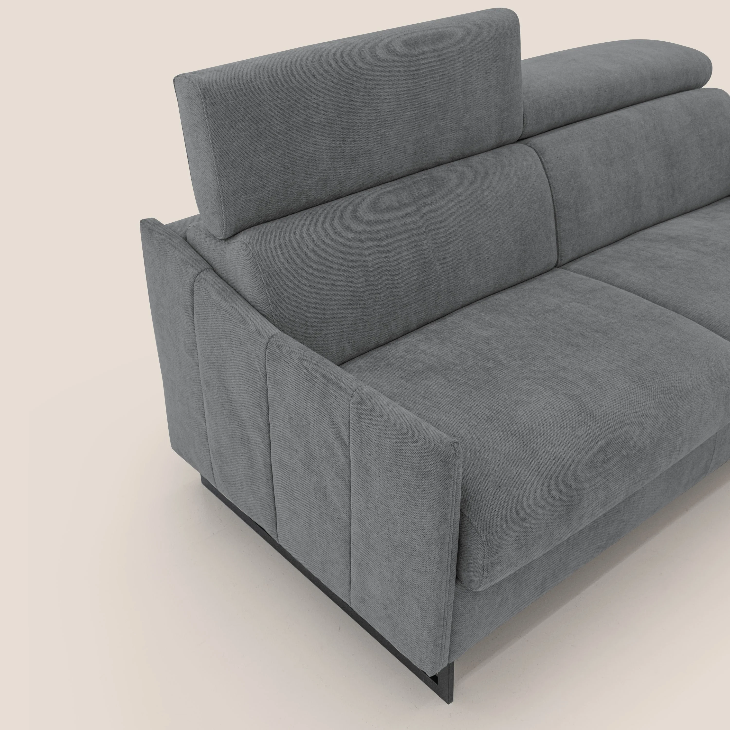 Loto canapé convertible compact avec matelas H 18cm et pieds hauts en tissu imperméable T14 gris - Image 6