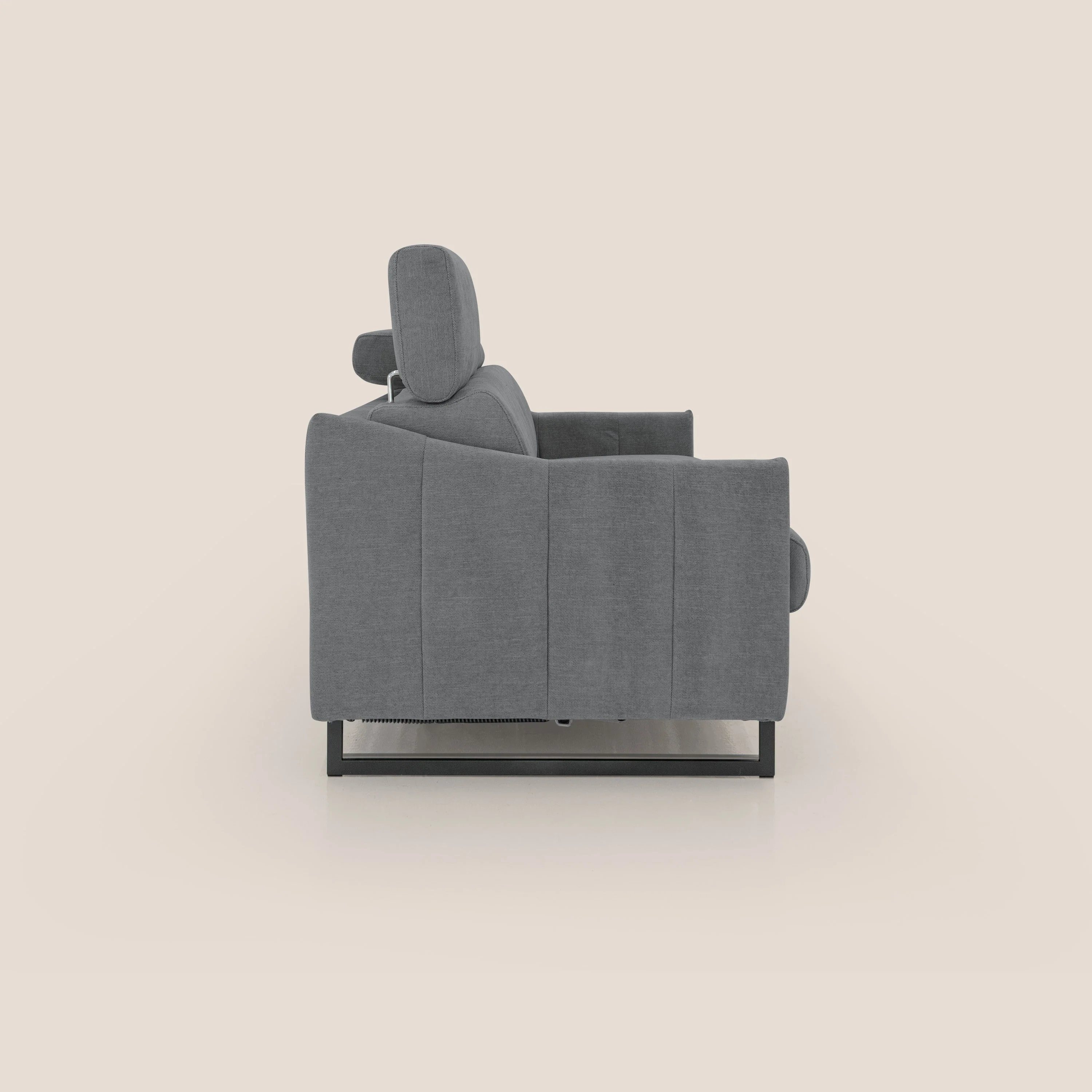 Loto canapé convertible compact avec matelas H 18cm et pieds hauts en tissu imperméable T14 gris - Image 7