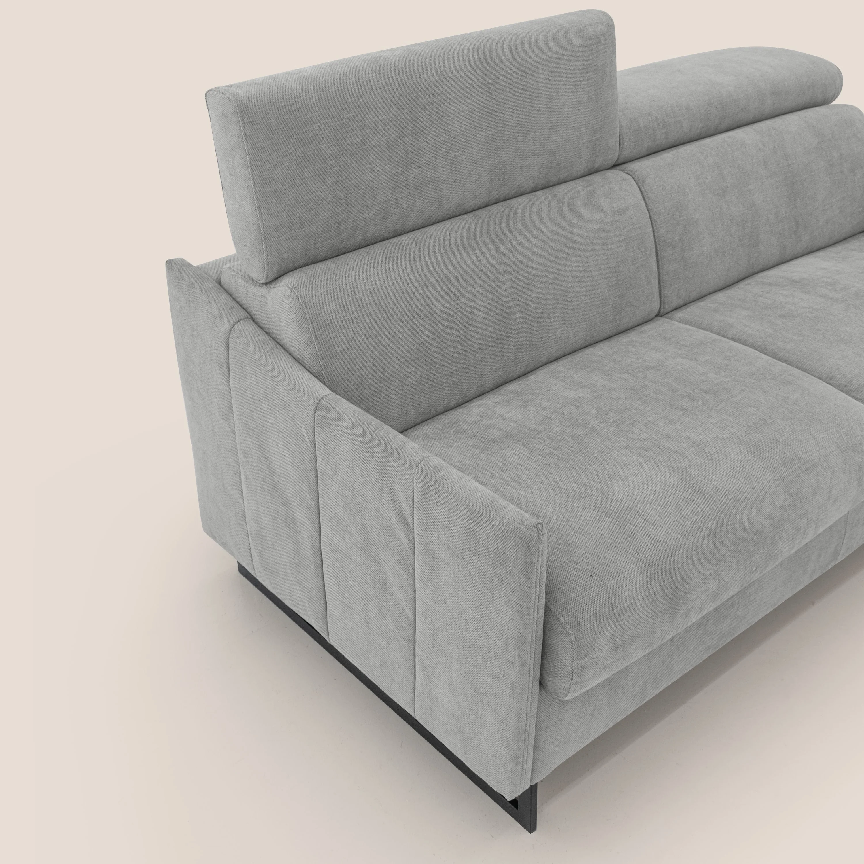 Loto canapé convertible compact avec matelas H 18cm et pieds hauts en tissu imperméable T14 gris clair - Image 6