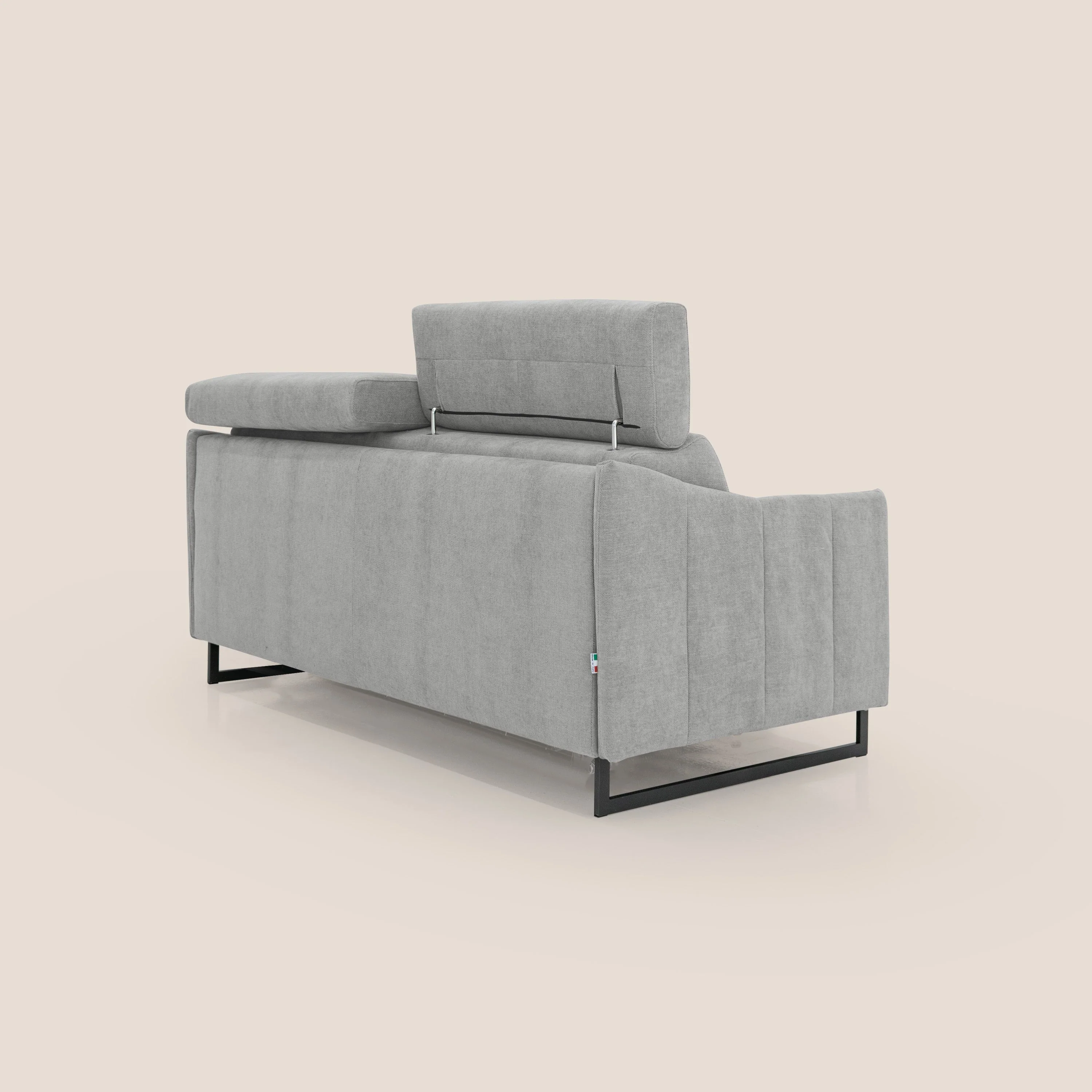 Loto canapé convertible compact avec matelas H 18cm et pieds hauts en tissu imperméable T14 gris clair - Image 8