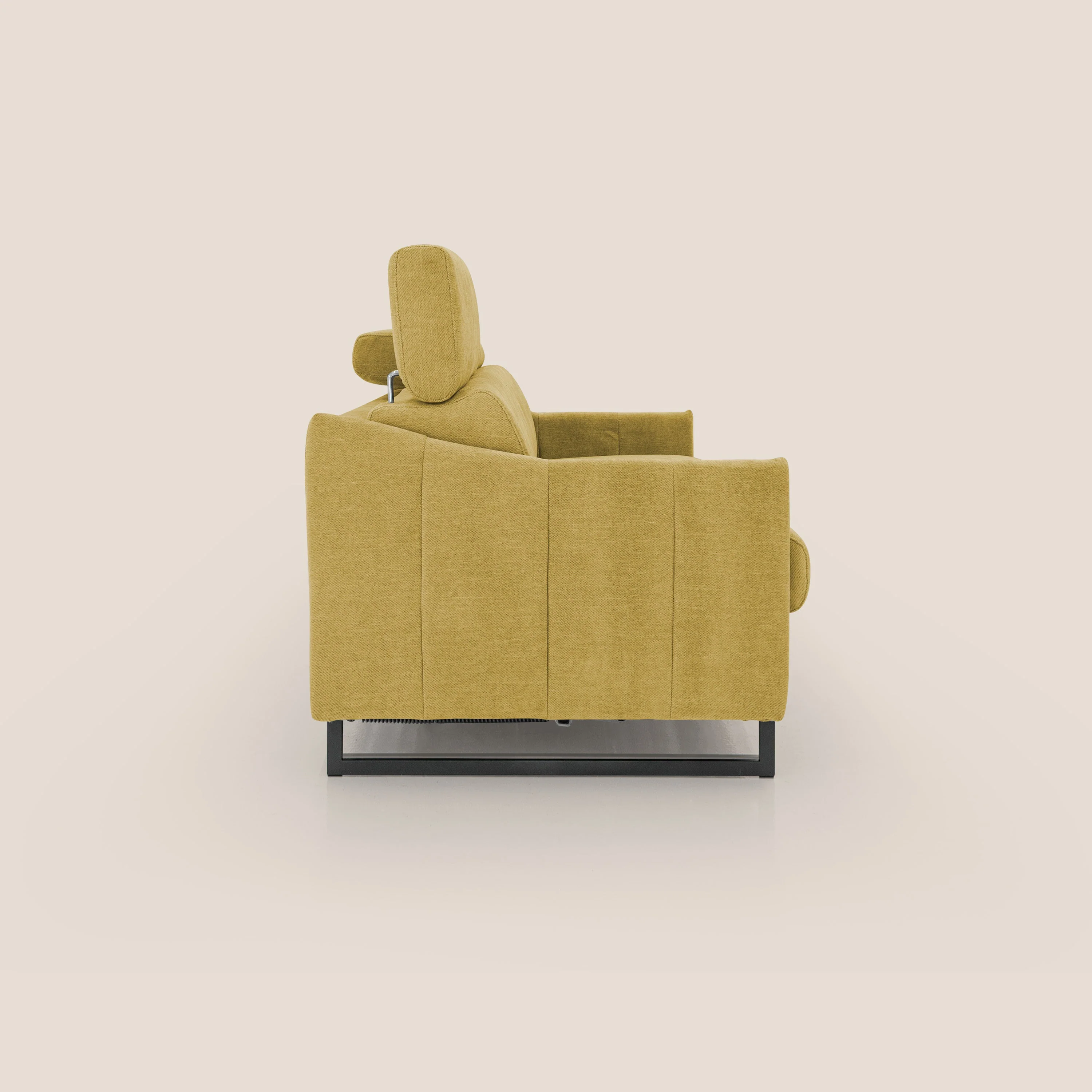 Loto canapé convertible compact avec matelas H 18cm et pieds hauts en tissu imperméable T14 jaune - Image 7