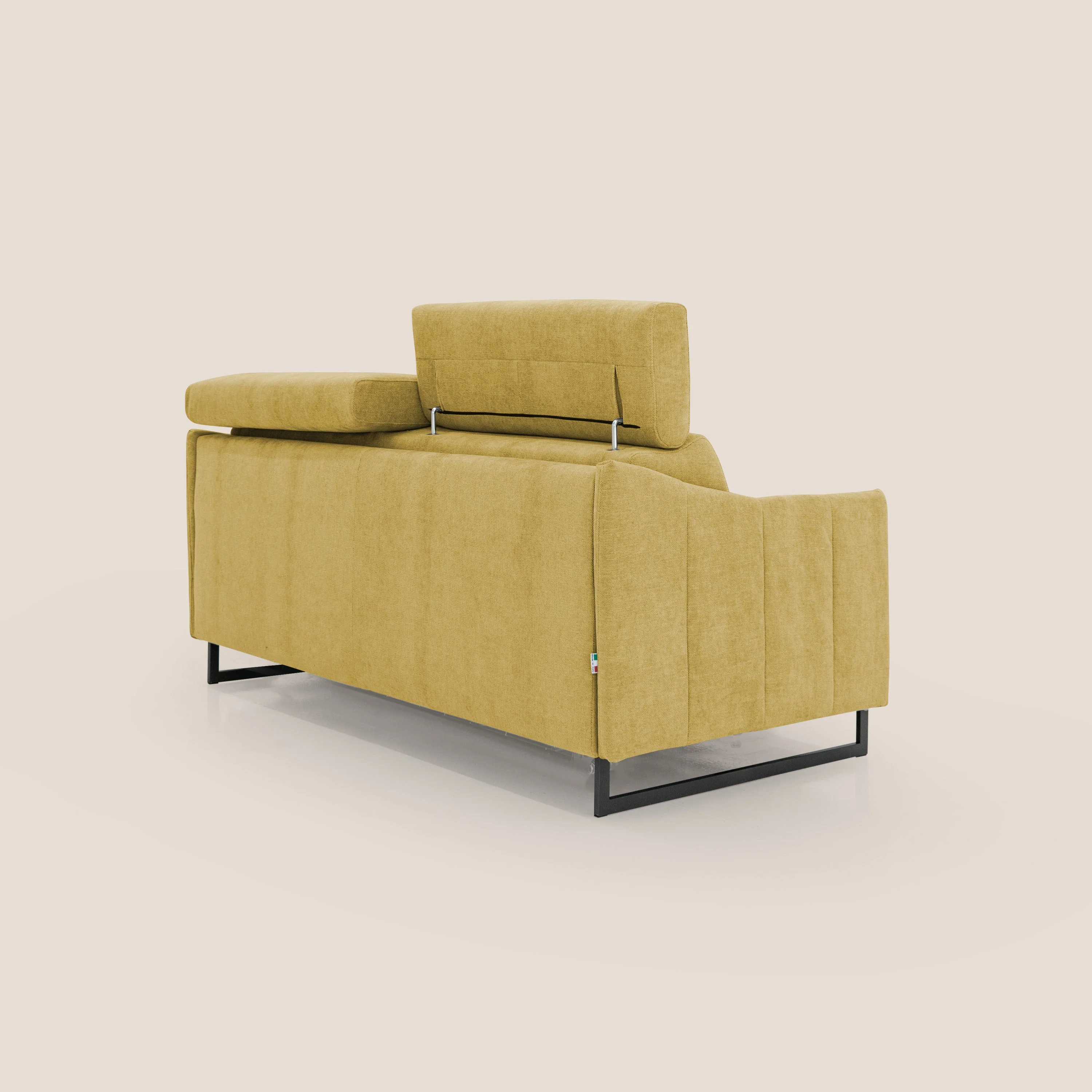Loto canapé convertible compact avec matelas H 18cm et pieds hauts en tissu imperméable T14 jaune - Image 8