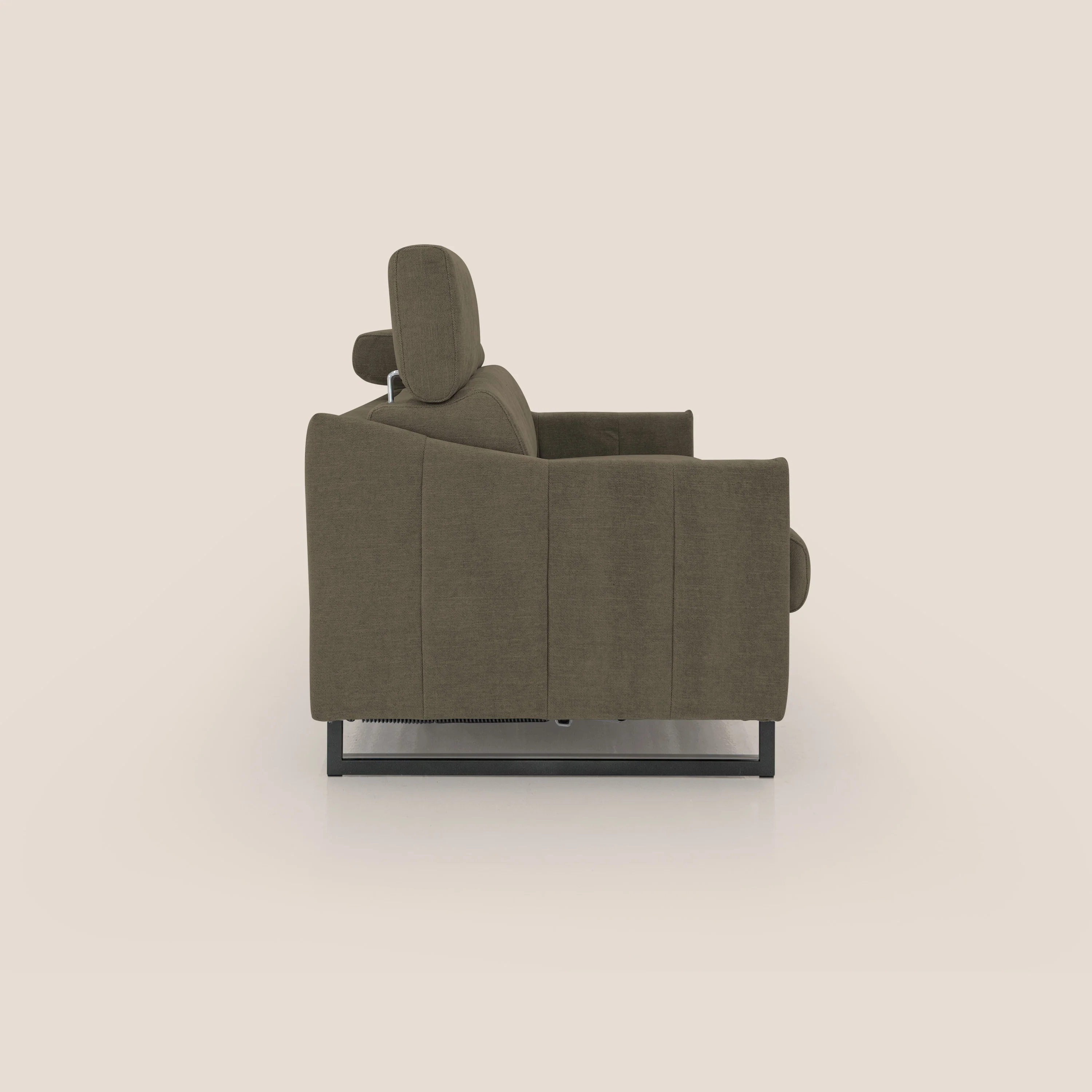Loto canapé convertible compact avec matelas H 18cm et pieds hauts en tissu imperméable T14 marron - Image 7