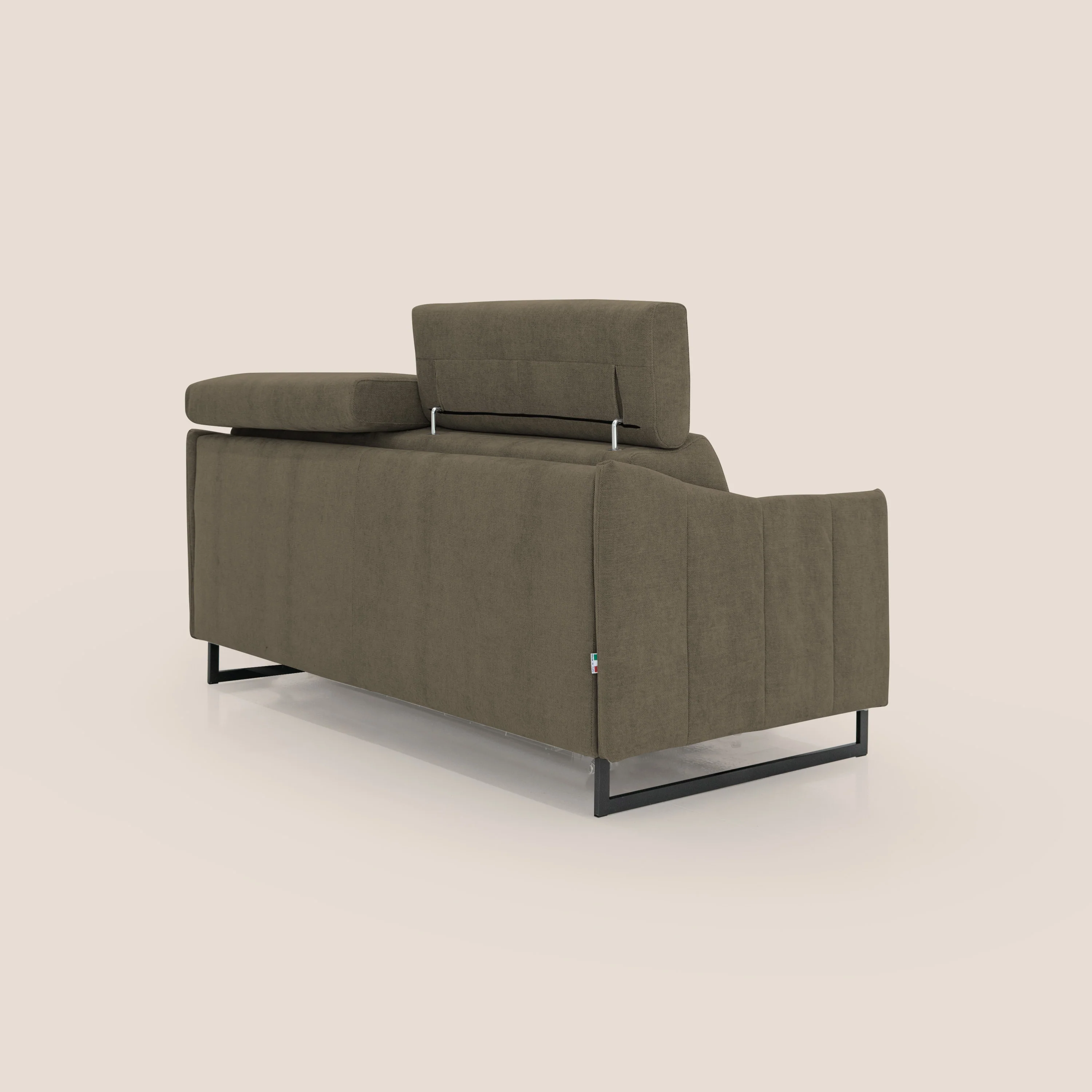 Loto canapé convertible compact avec matelas H 18cm et pieds hauts en tissu imperméable T14 marron - Image 8