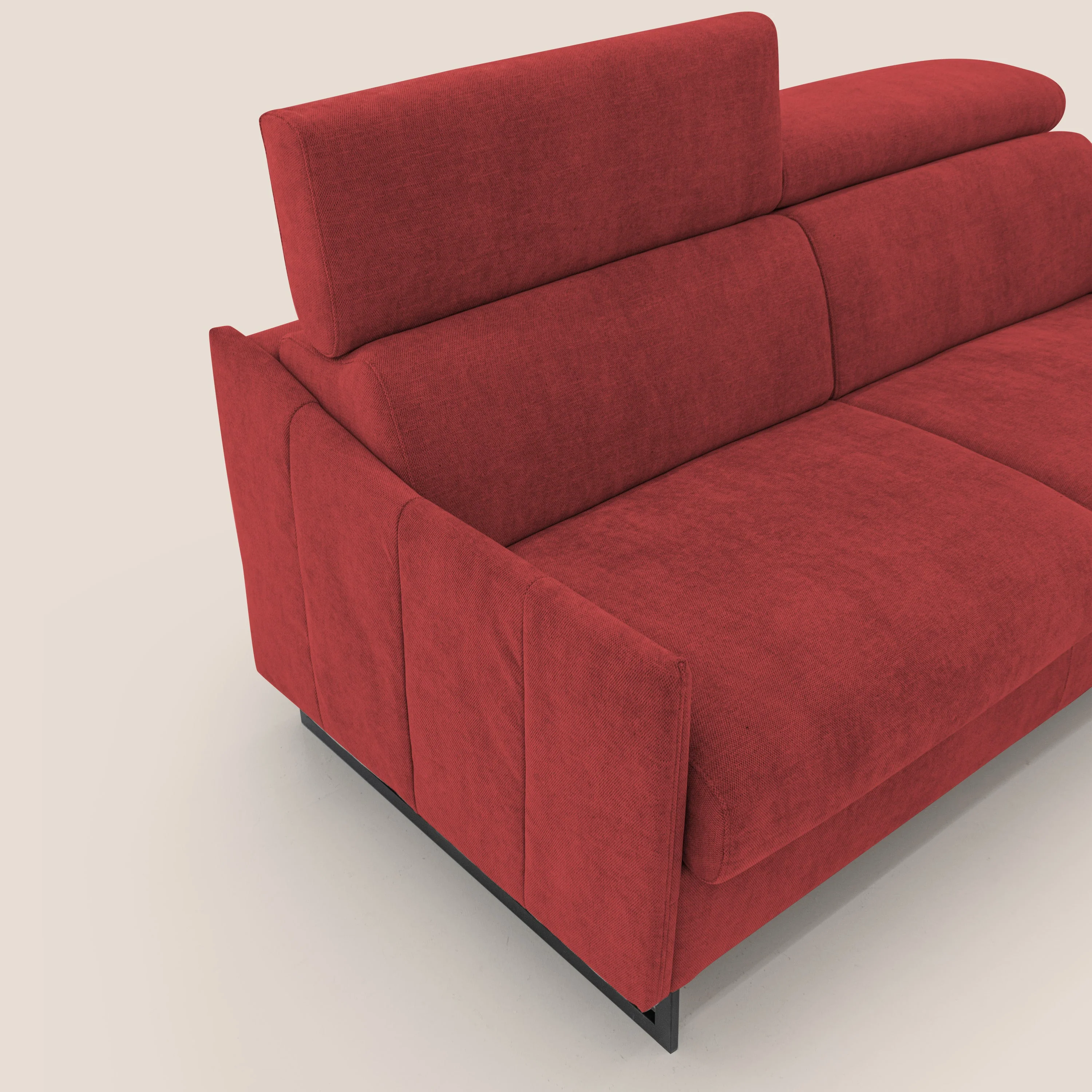 Loto canapé convertible compact avec matelas H 18cm et pieds hauts en tissu imperméable T14 rouge - Image 6