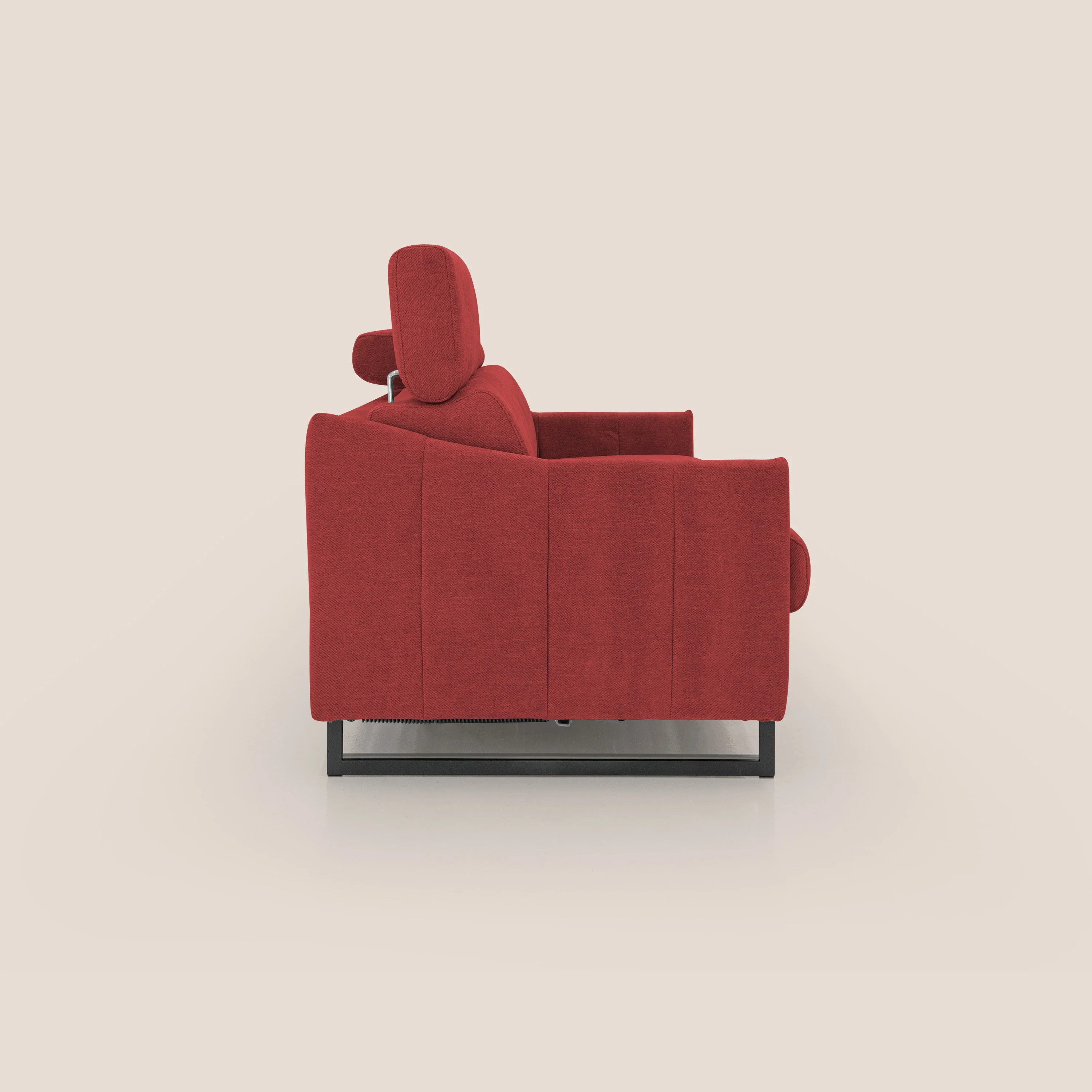Loto canapé convertible compact avec matelas H 18cm et pieds hauts en tissu imperméable T14 rouge - Image 7