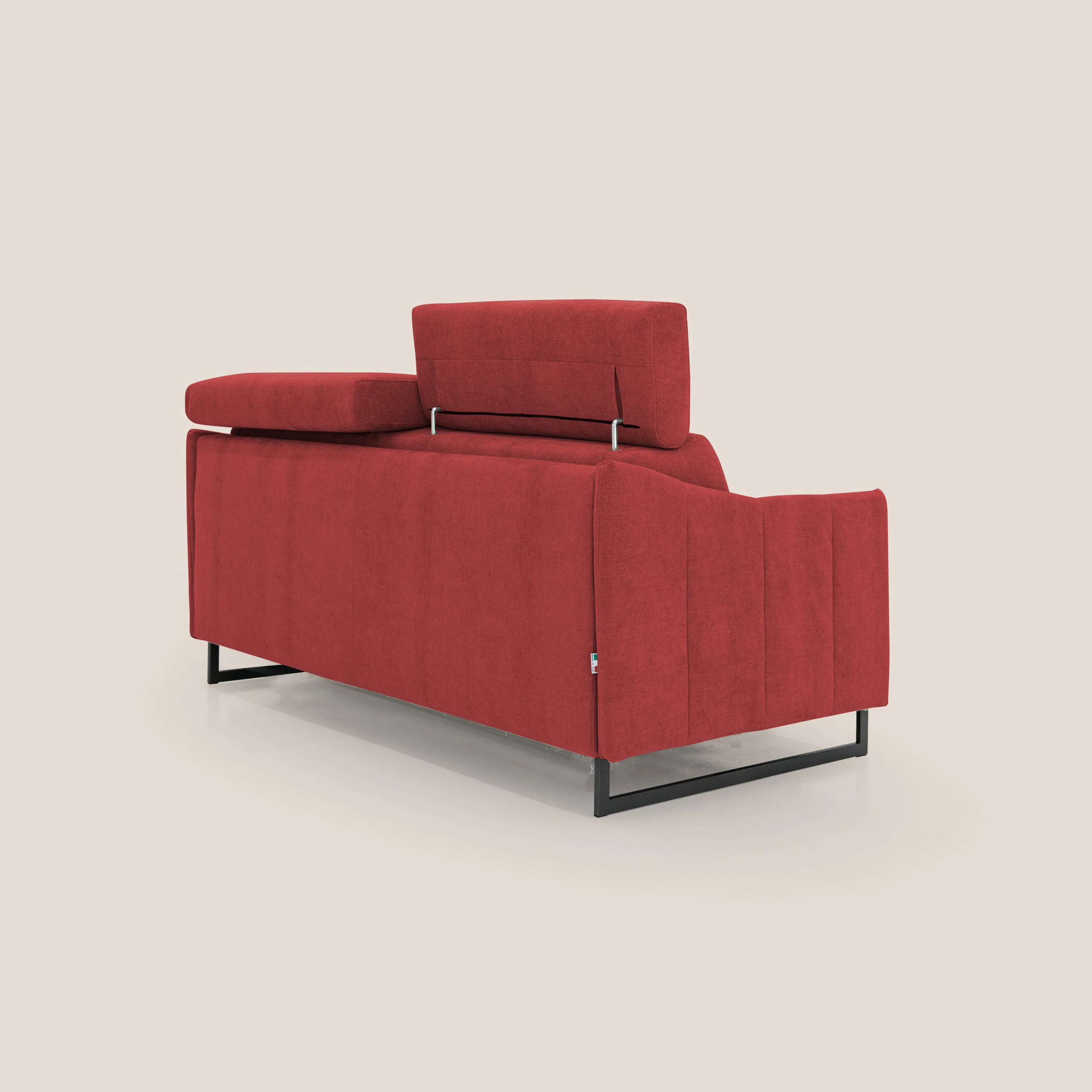 Loto canapé convertible compact avec matelas H 18cm et pieds hauts en tissu imperméable T14 rouge - Image 8