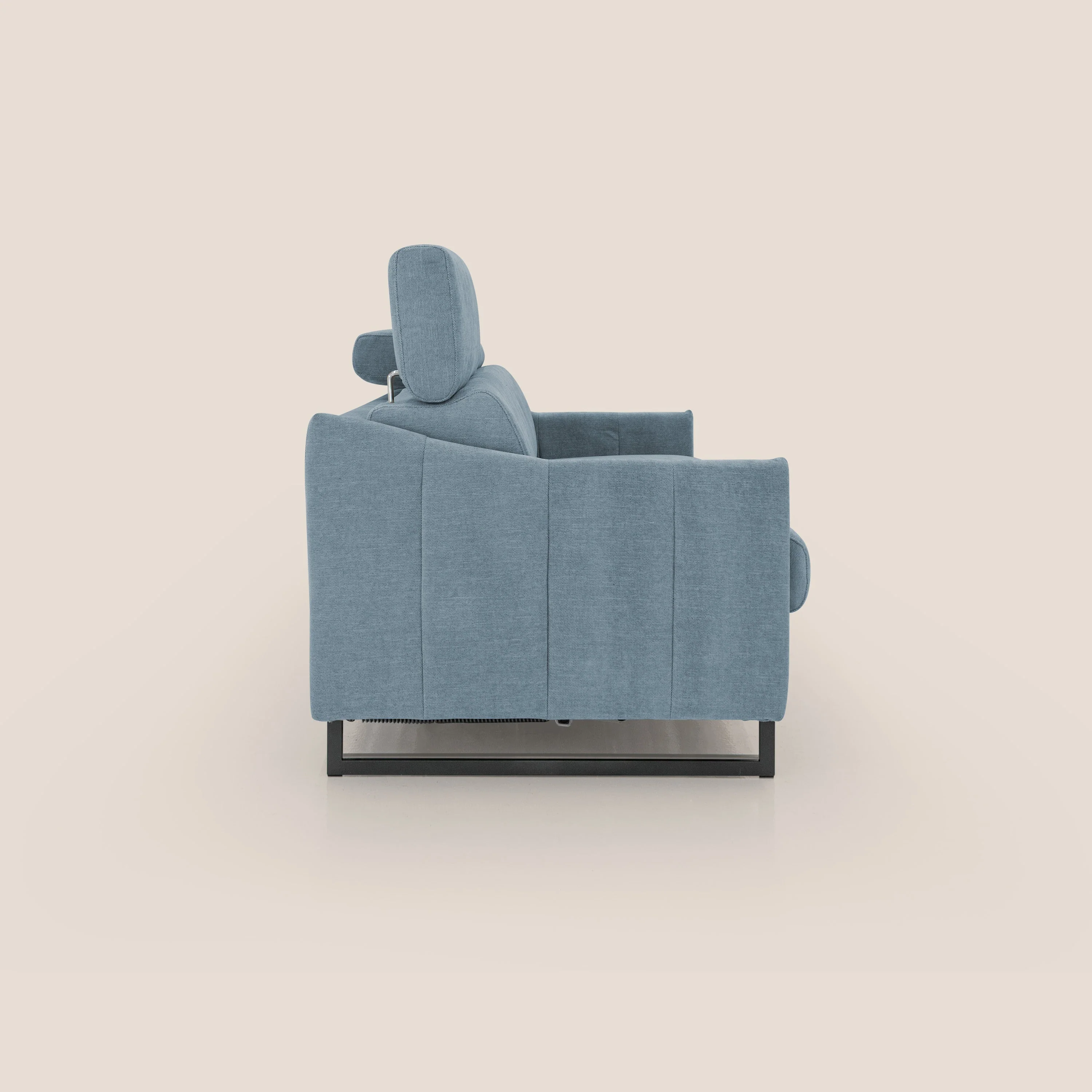 Loto canapé convertible compact avec matelas H 18cm et pieds hauts en tissu imperméable T14 sucre glace - Image 7