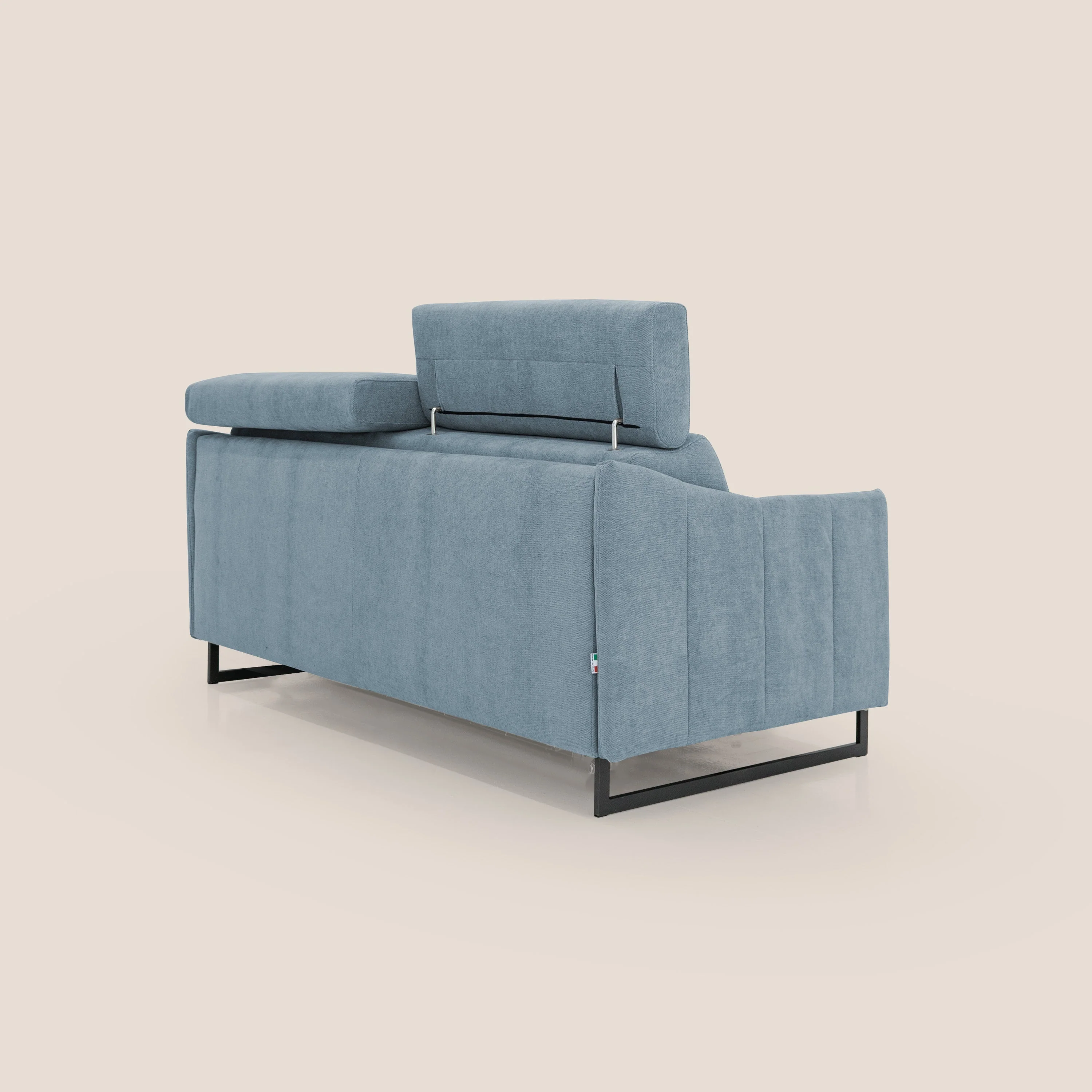 Loto canapé convertible compact avec matelas H 18cm et pieds hauts en tissu imperméable T14 sucre glace - Image 8