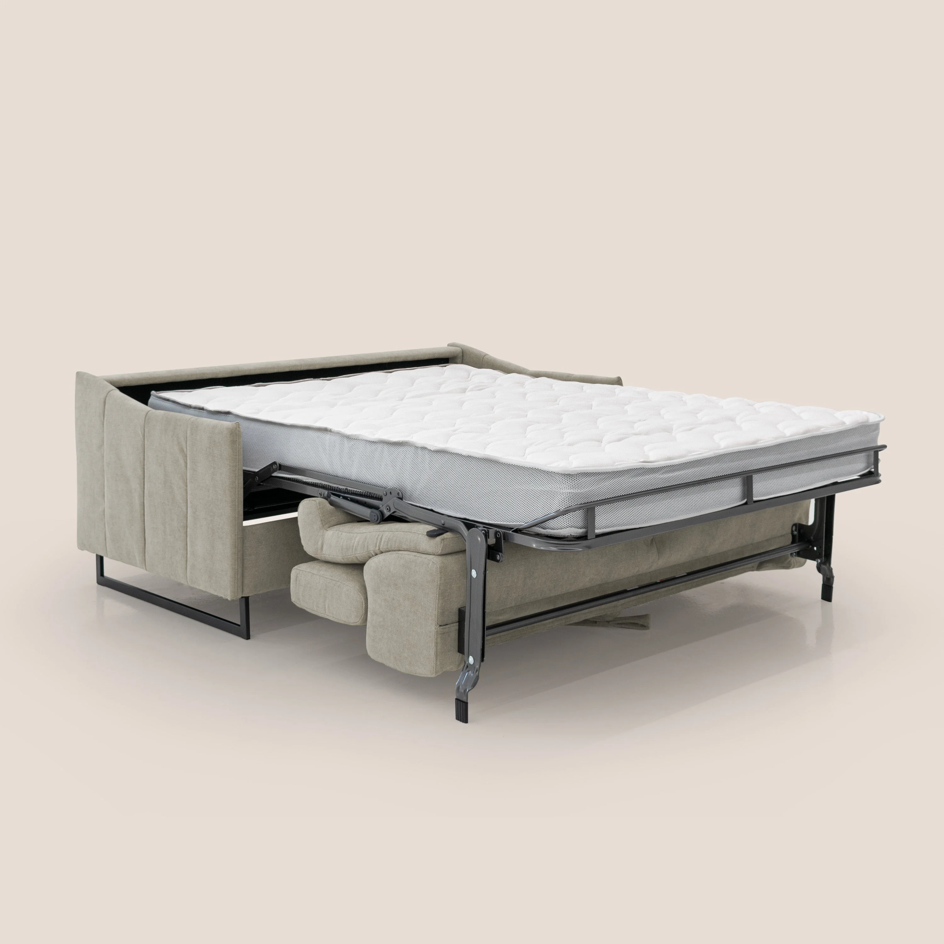 Loto canapé convertible compact avec matelas H 18cm et pieds hauts en tissu imperméable T14 Taupe tortora - Image 2