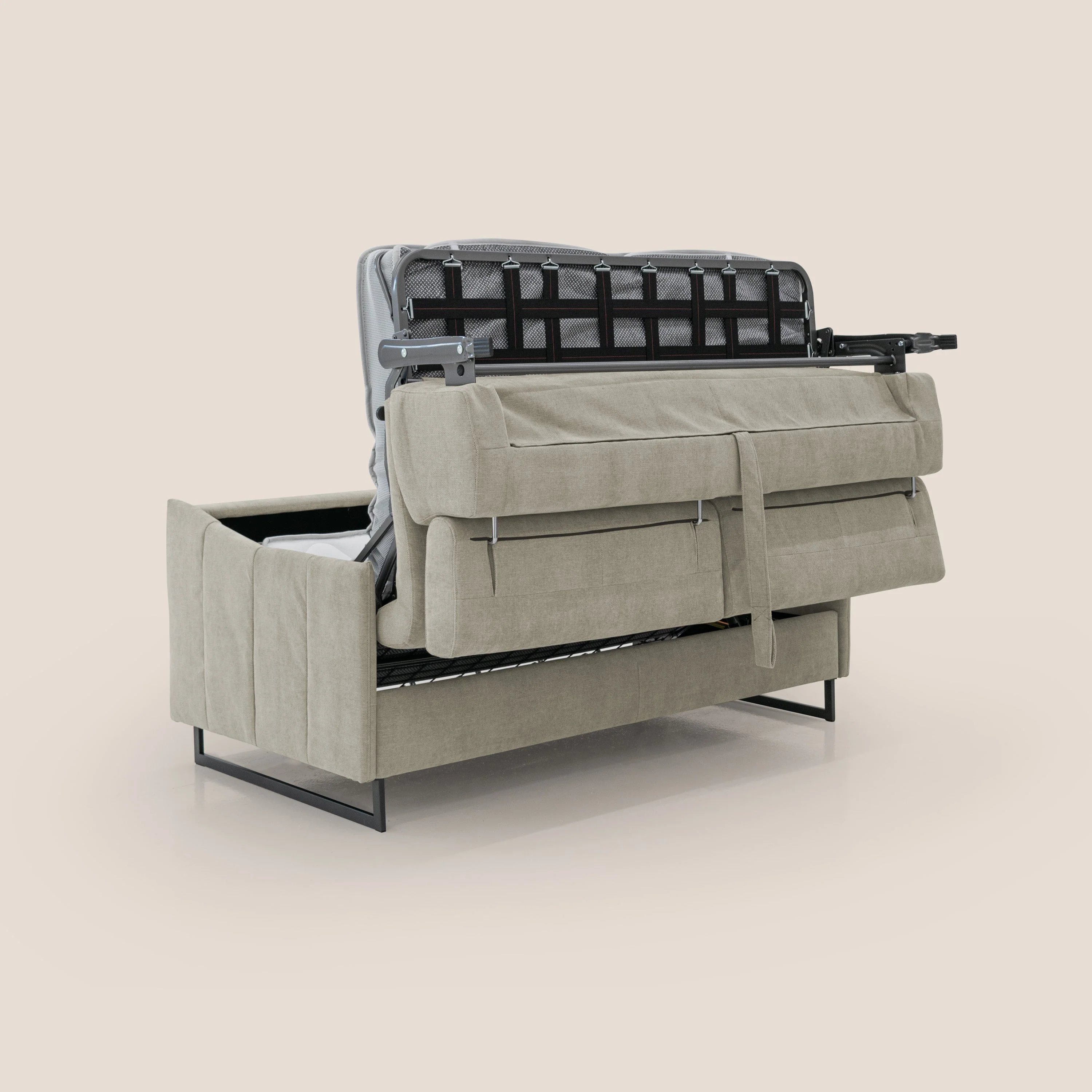 Loto canapé convertible compact avec matelas H 18cm et pieds hauts en tissu imperméable T14 Taupe tortora - Image 5