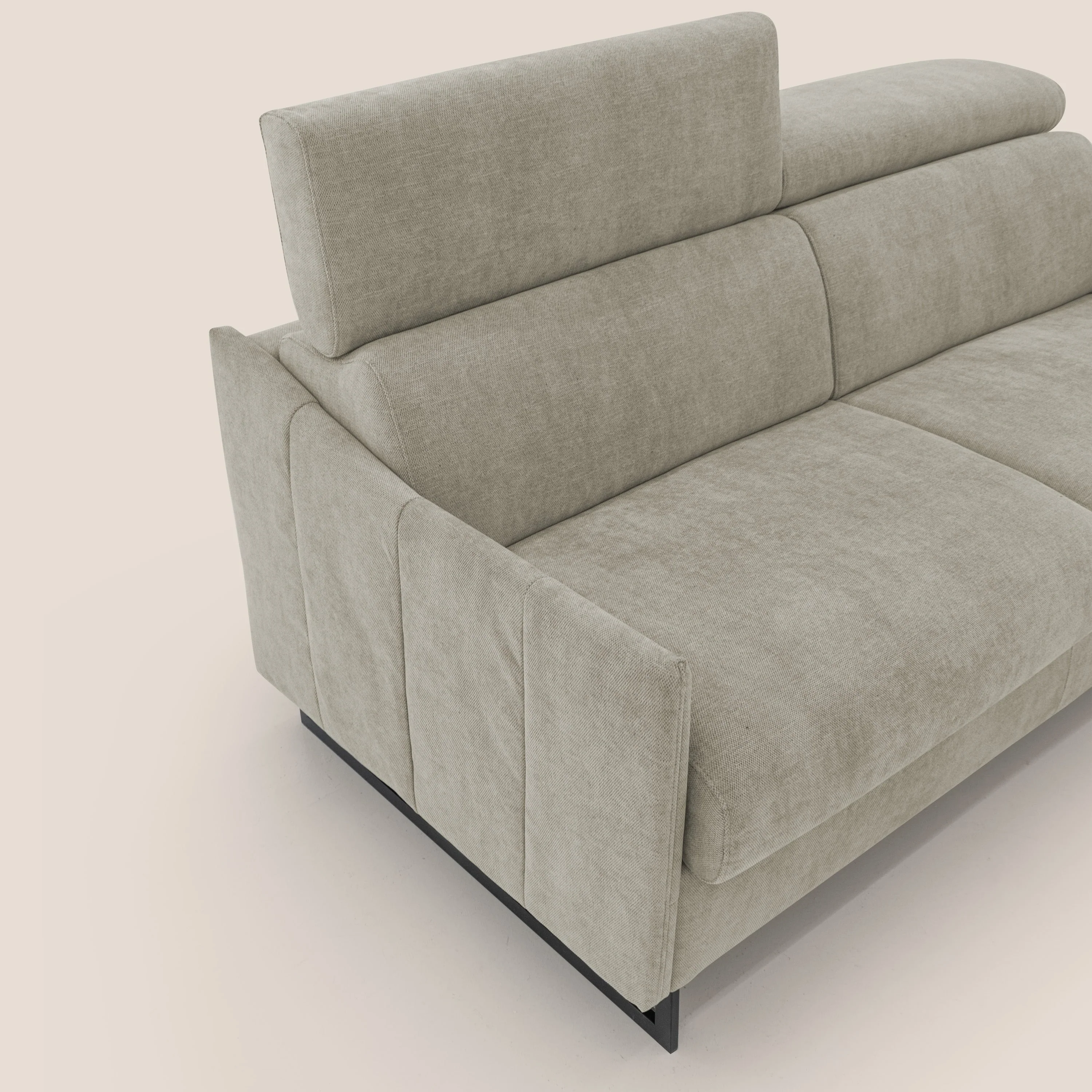 Loto canapé convertible compact avec matelas H 18cm et pieds hauts en tissu imperméable T14 Taupe tortora - Image 6