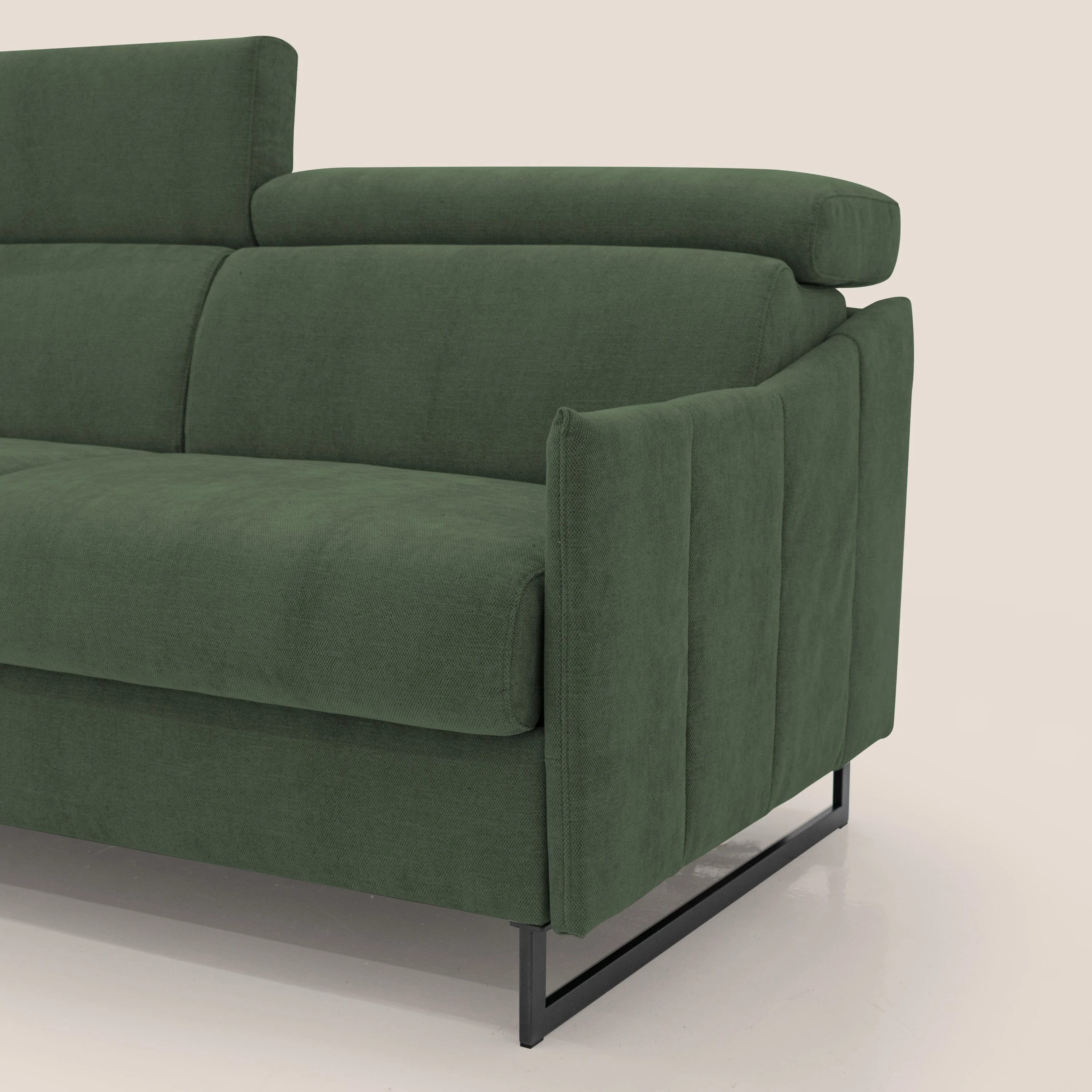 Loto canapé convertible compact avec matelas H 18cm et pieds hauts en tissu imperméable T14 vert - Image 4